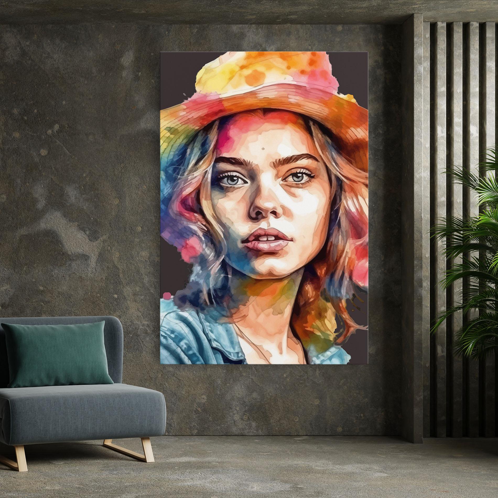 Tablou Canvas Hat Portrait Girl mockup 7