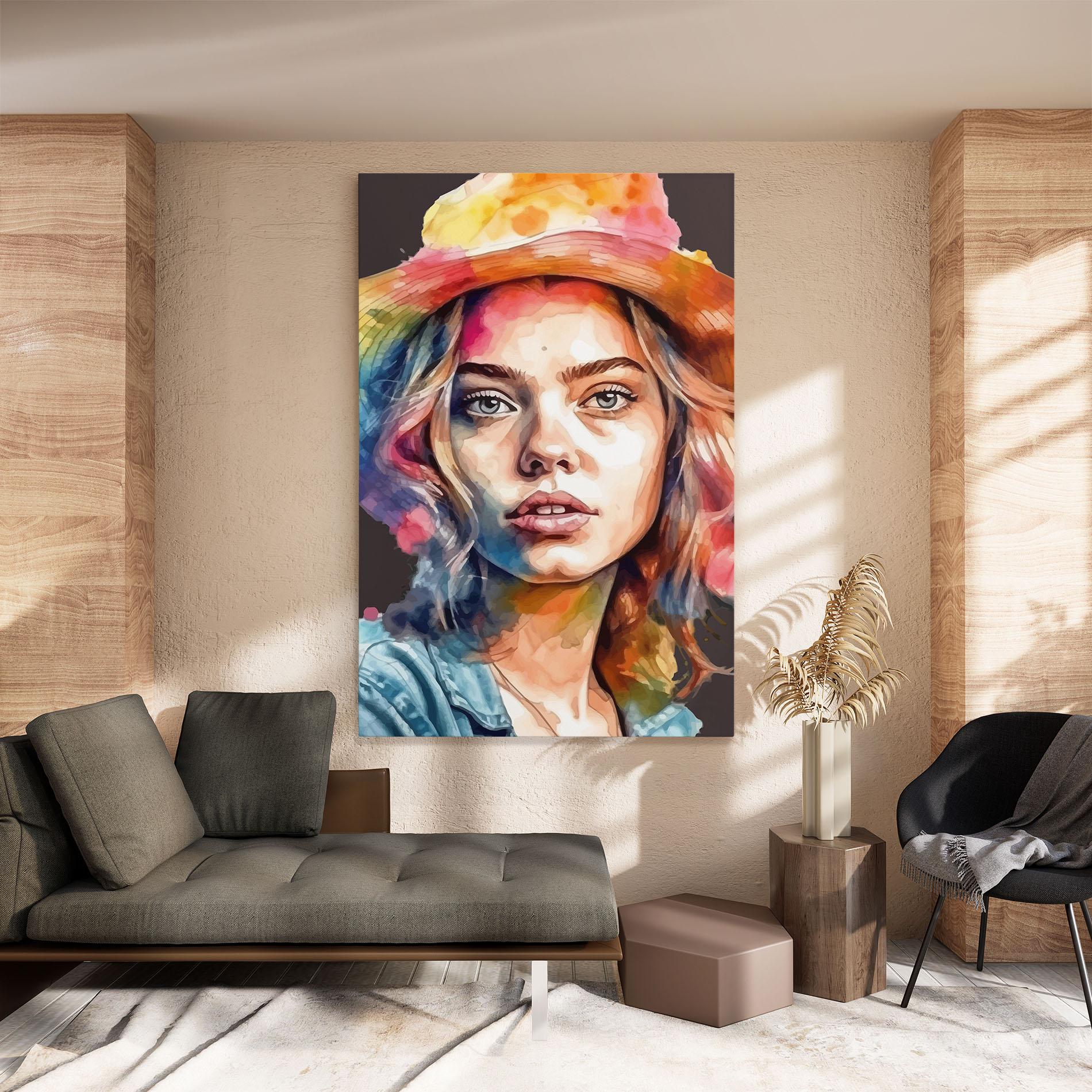 Tablou Canvas Hat Portrait Girl mockup 8