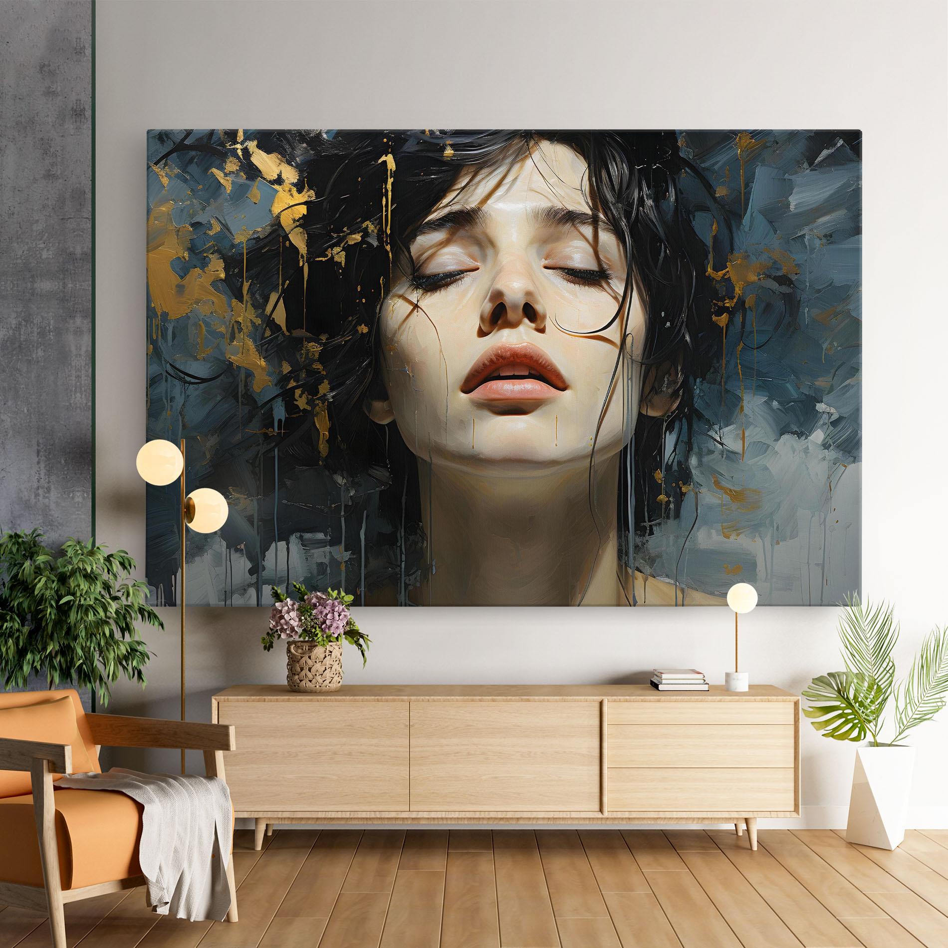 Tablou Canvas Closed Eyes Woman mockup 9