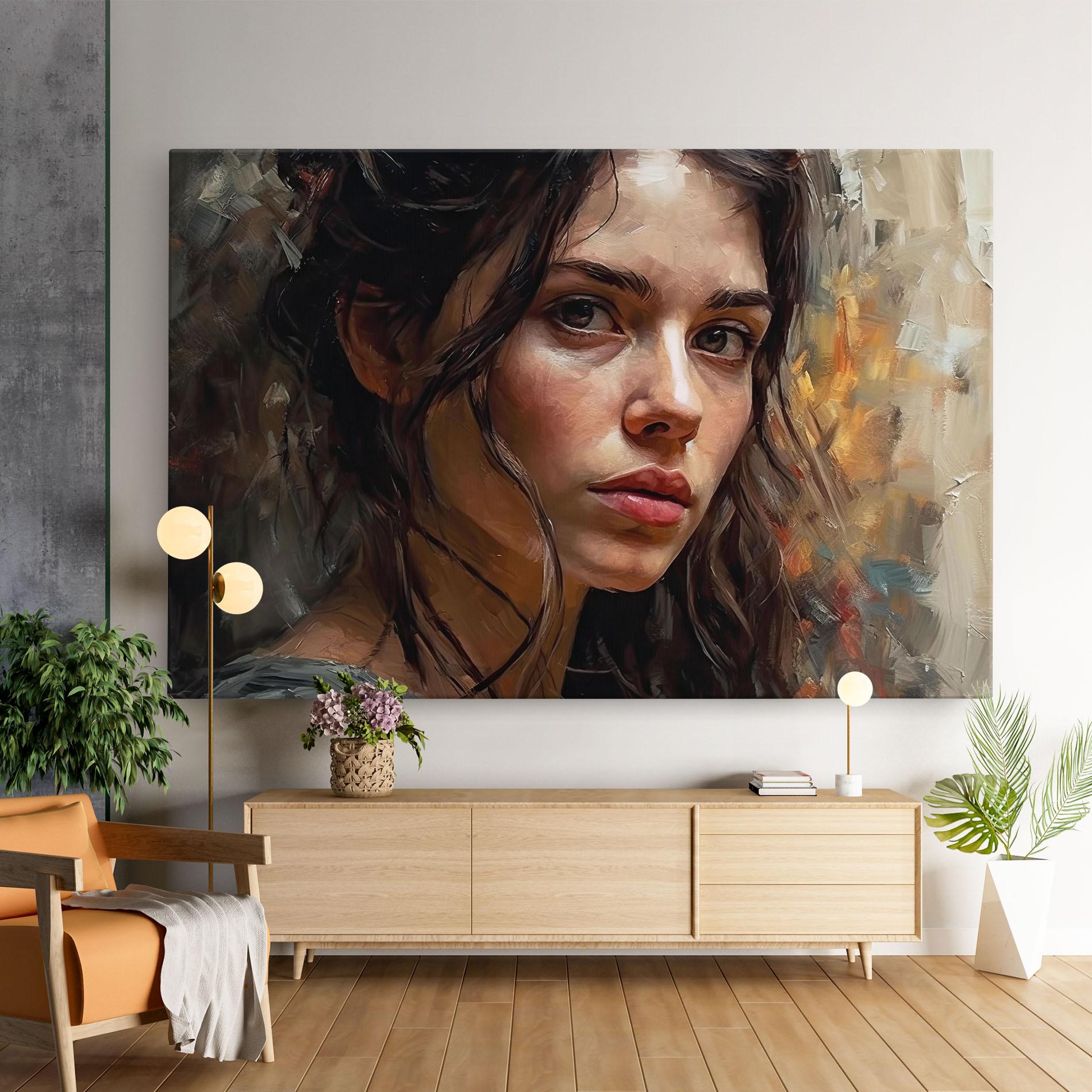 Tablou Canvas Closeup Impasto Portrait mockup 9
