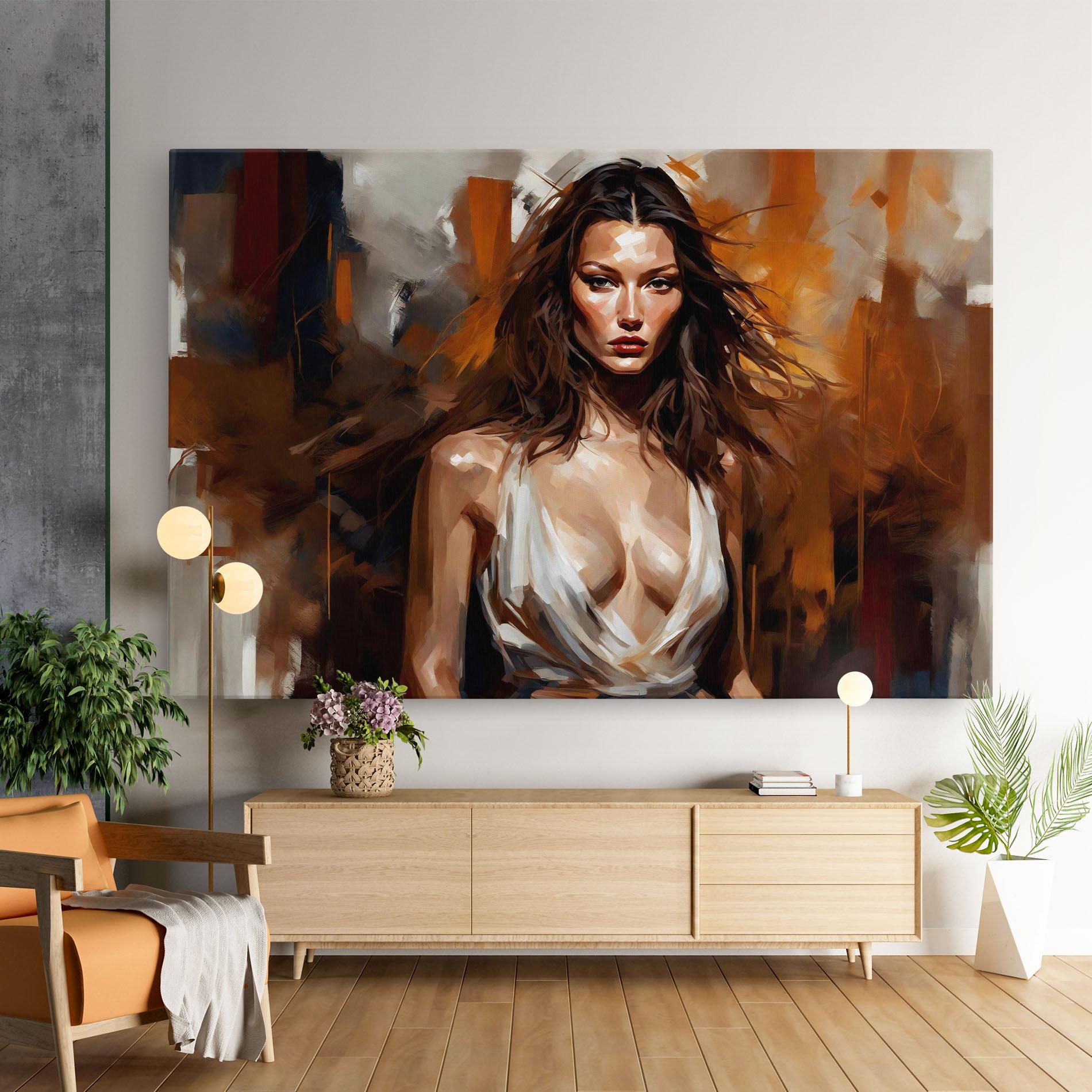 Tablou Canvas Long Brown Hair Woman mockup 9