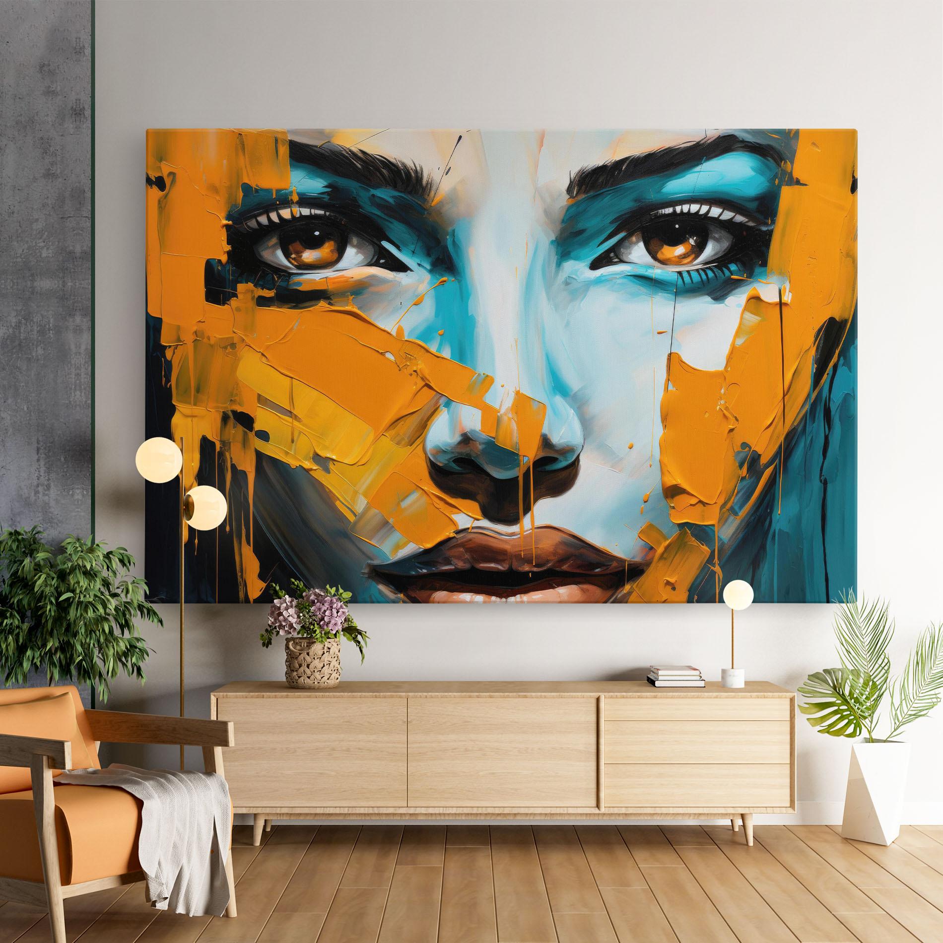 Tablou Canvas Orange Paint Portrait mockup 9