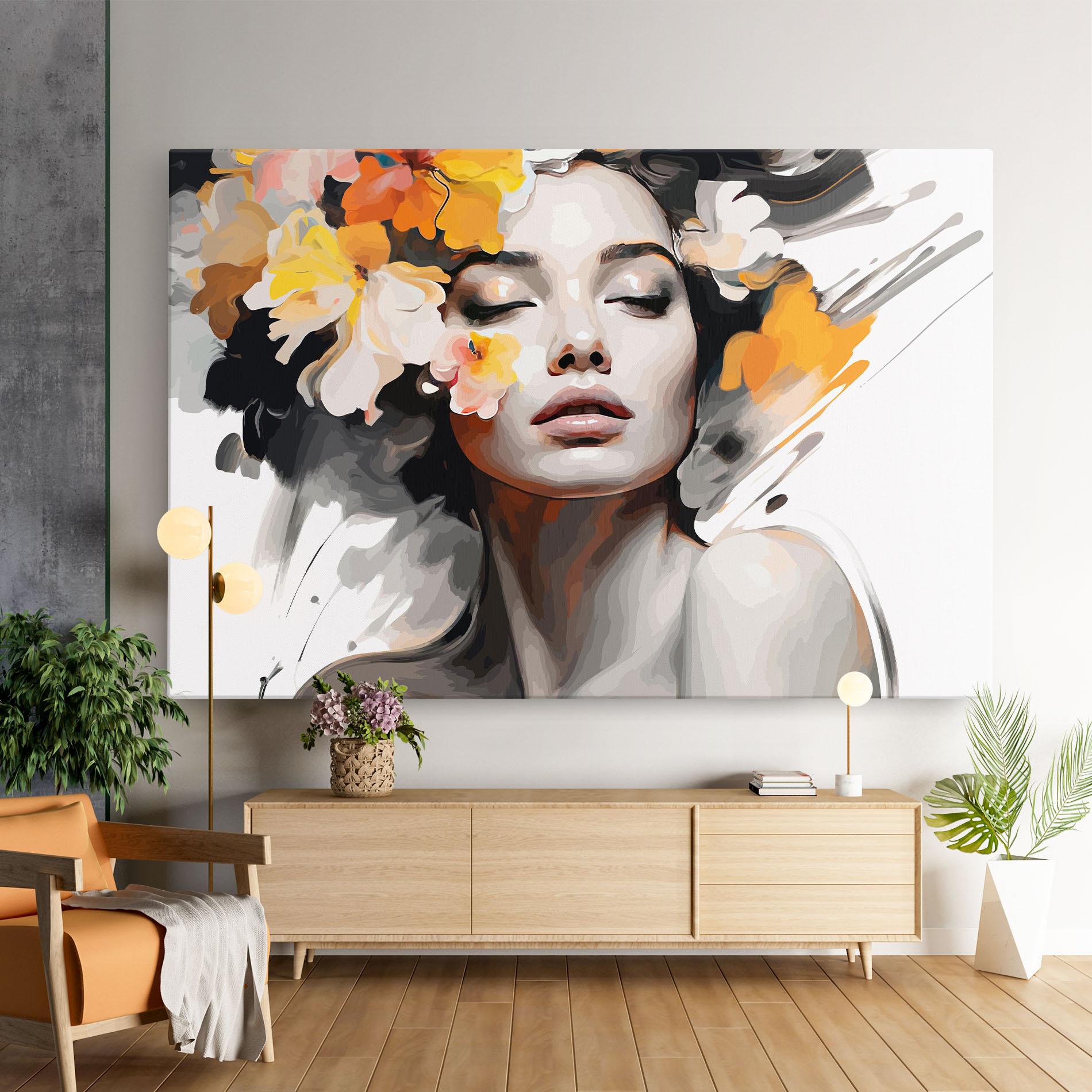 Tablou Canvas Yellow Flower Portrait mockup 9