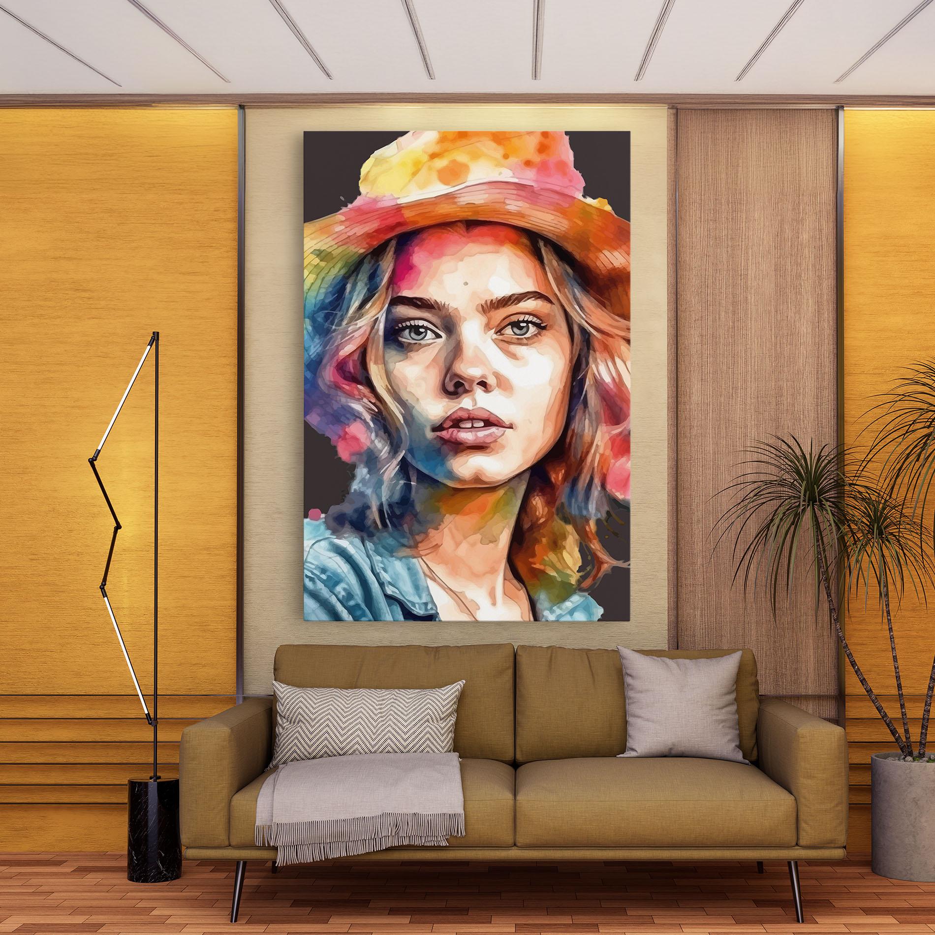 Tablou Canvas Hat Portrait Girl mockup 9