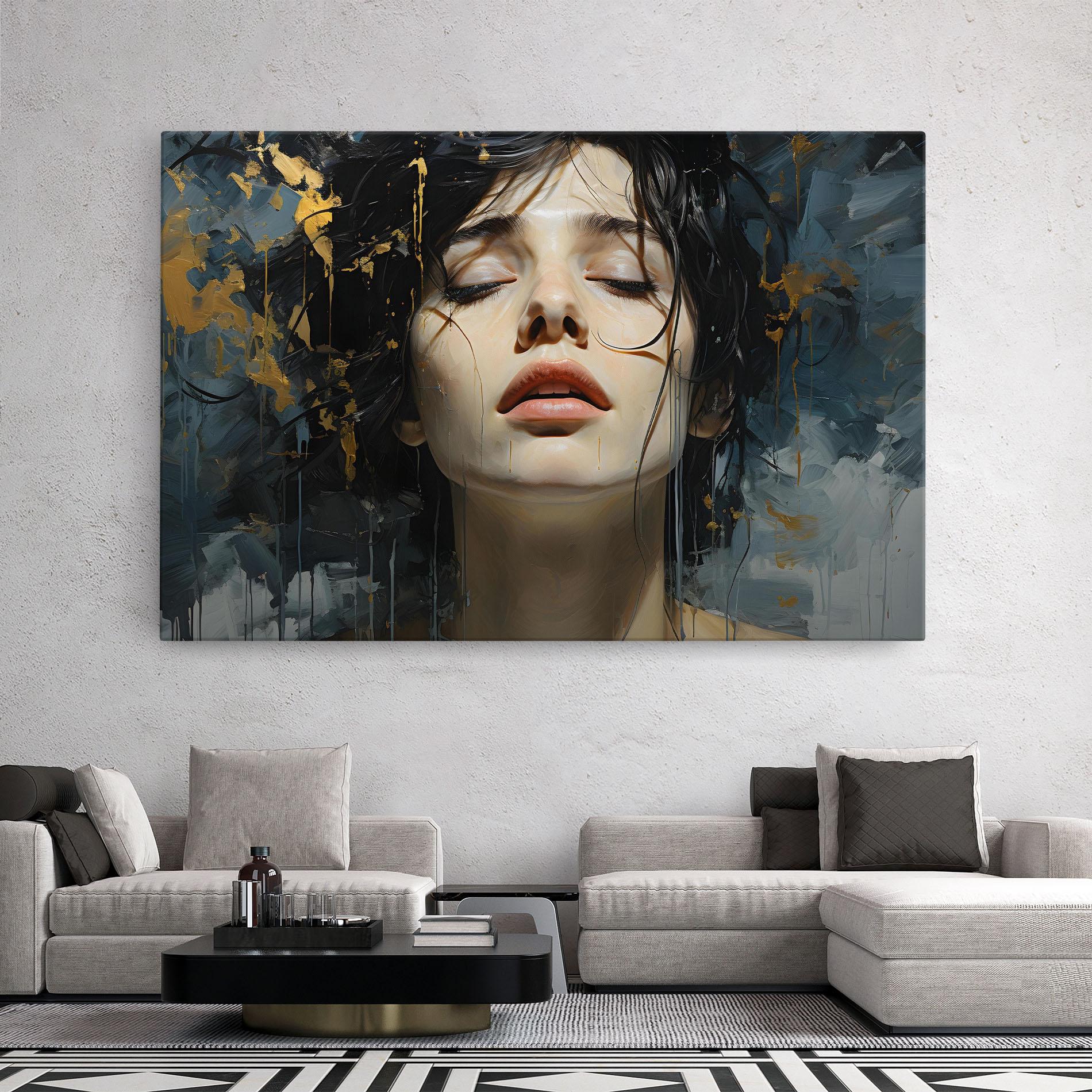 Tablou Canvas Closed Eyes Woman mockup 2