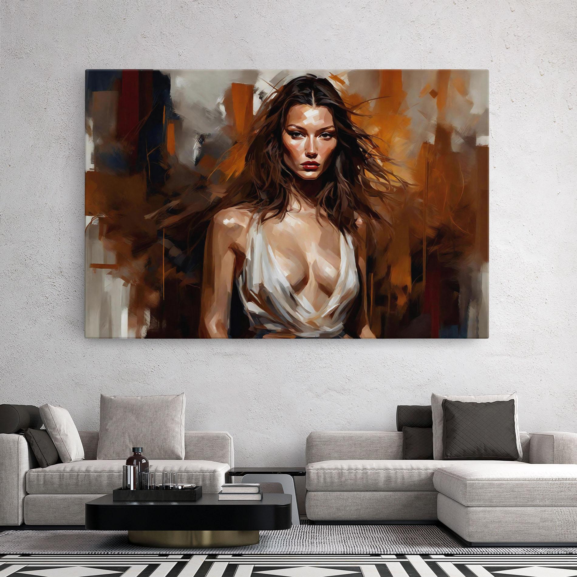 Tablou Canvas Long Brown Hair Woman mockup 2