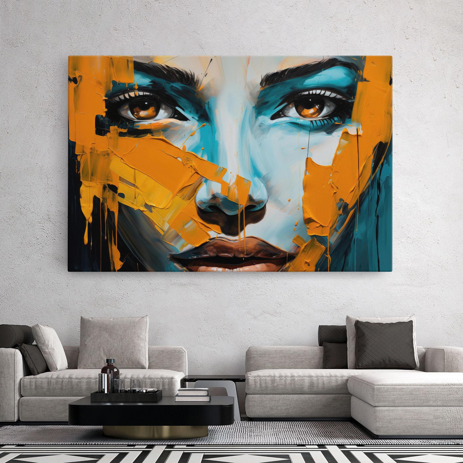 Tablou Canvas Orange Paint Portrait mockup 2