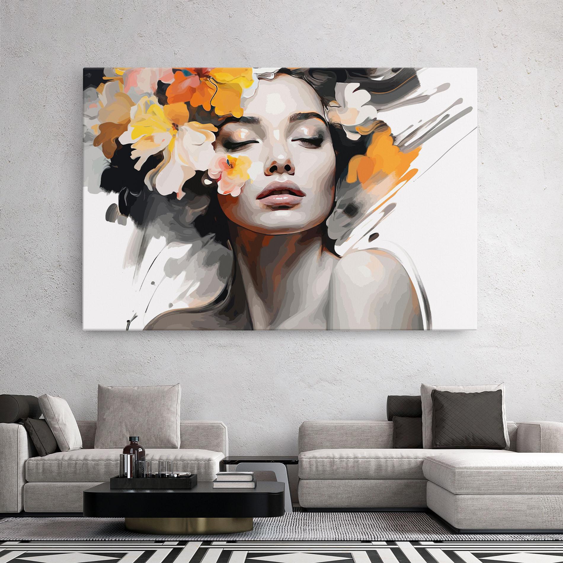 Tablou Canvas Yellow Flower Portrait mockup 2
