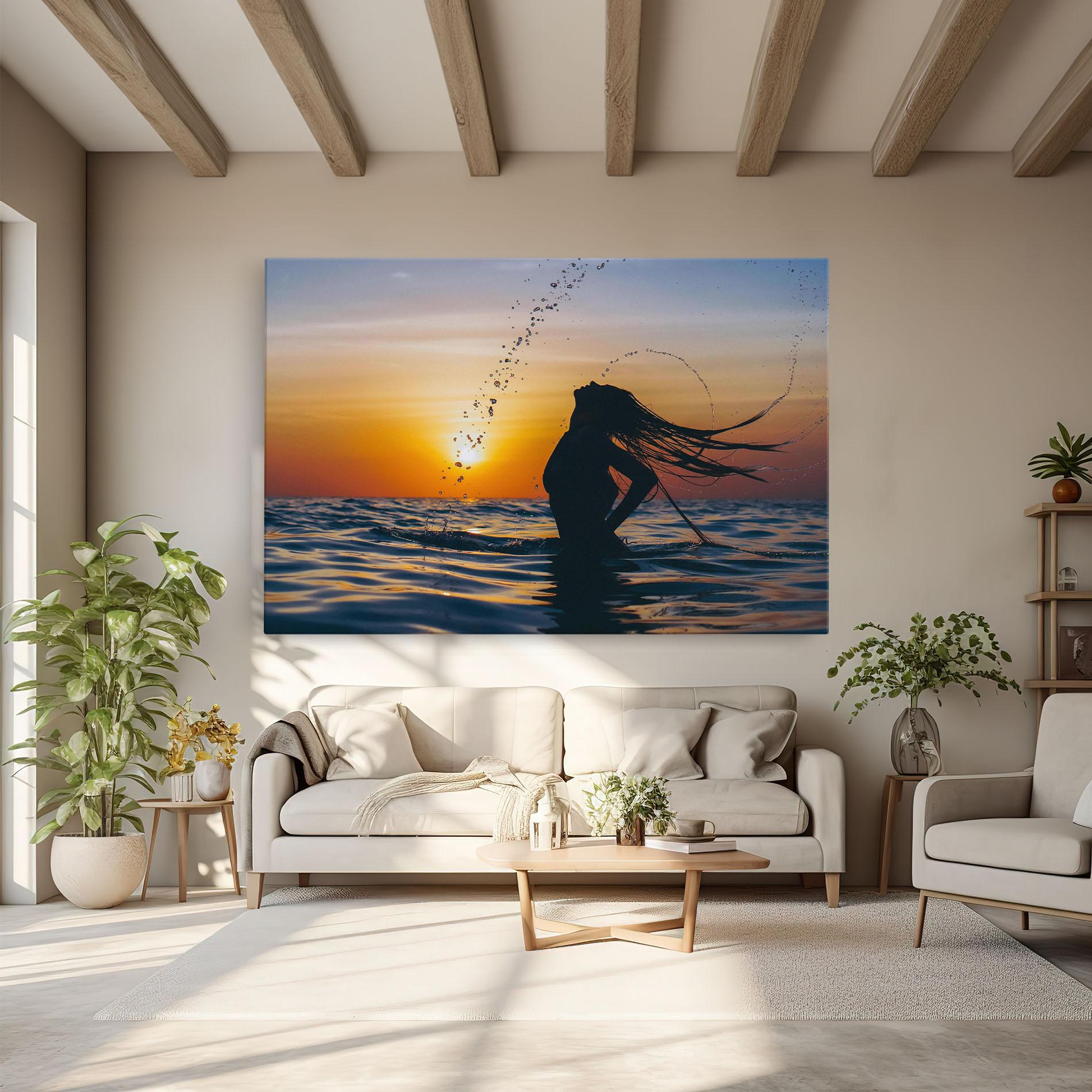 Tablou Canvas Ocean Woman Shilouette mockup 6