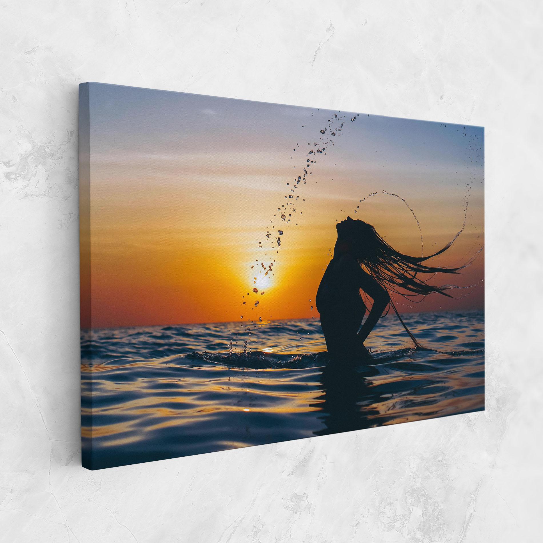 Tablou Canvas Ocean Woman Shilouette mockup 1