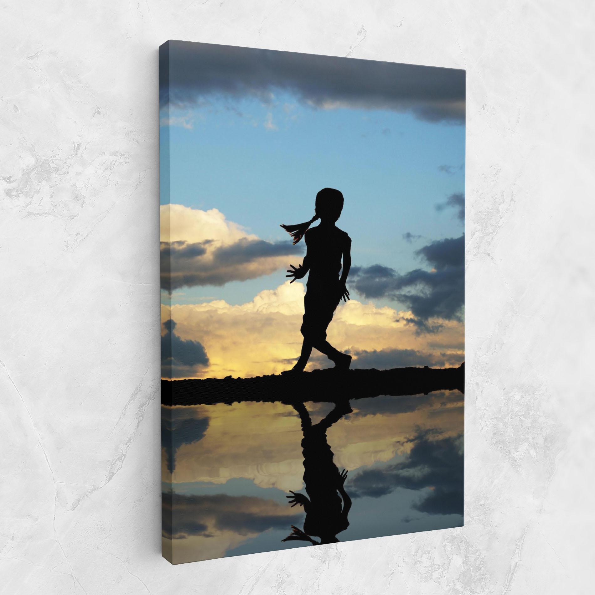 Tablou Canvas Little Girl Jumping mockup 1