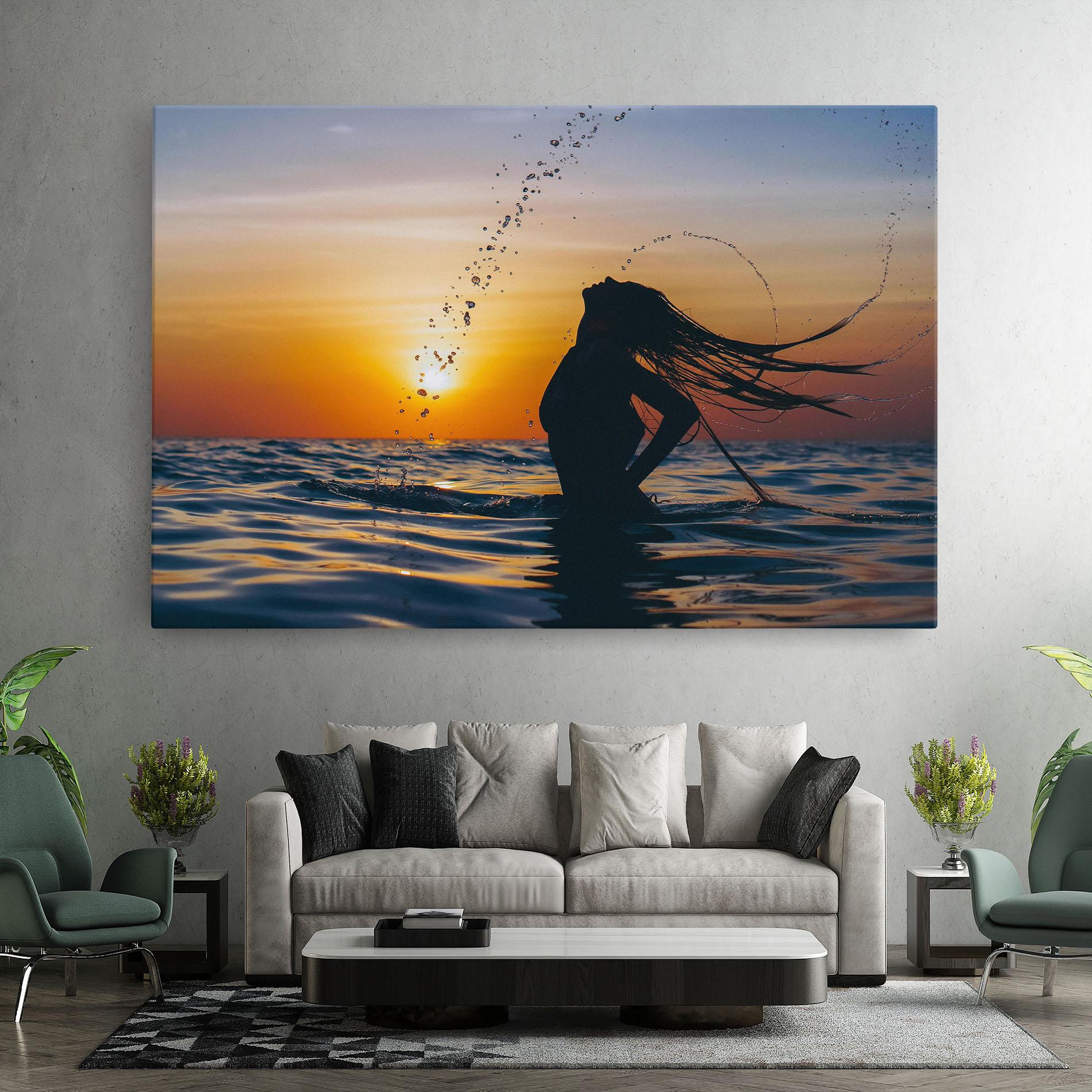 Tablou Canvas Ocean Woman Shilouette mockup 7