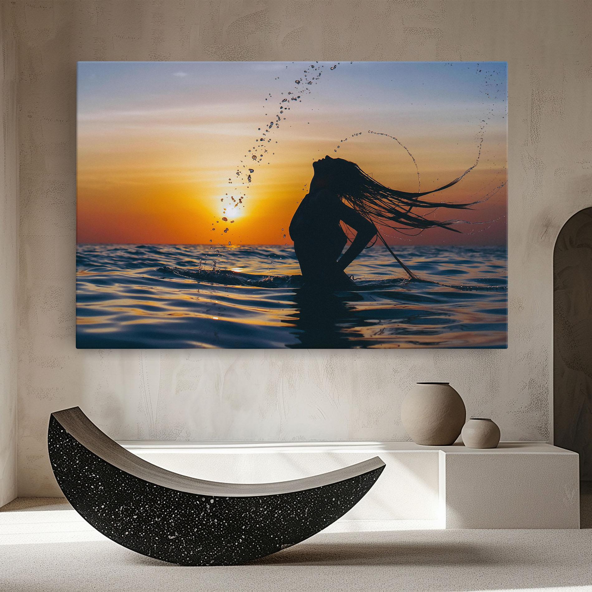 Tablou Canvas Ocean Woman Shilouette mockup 8