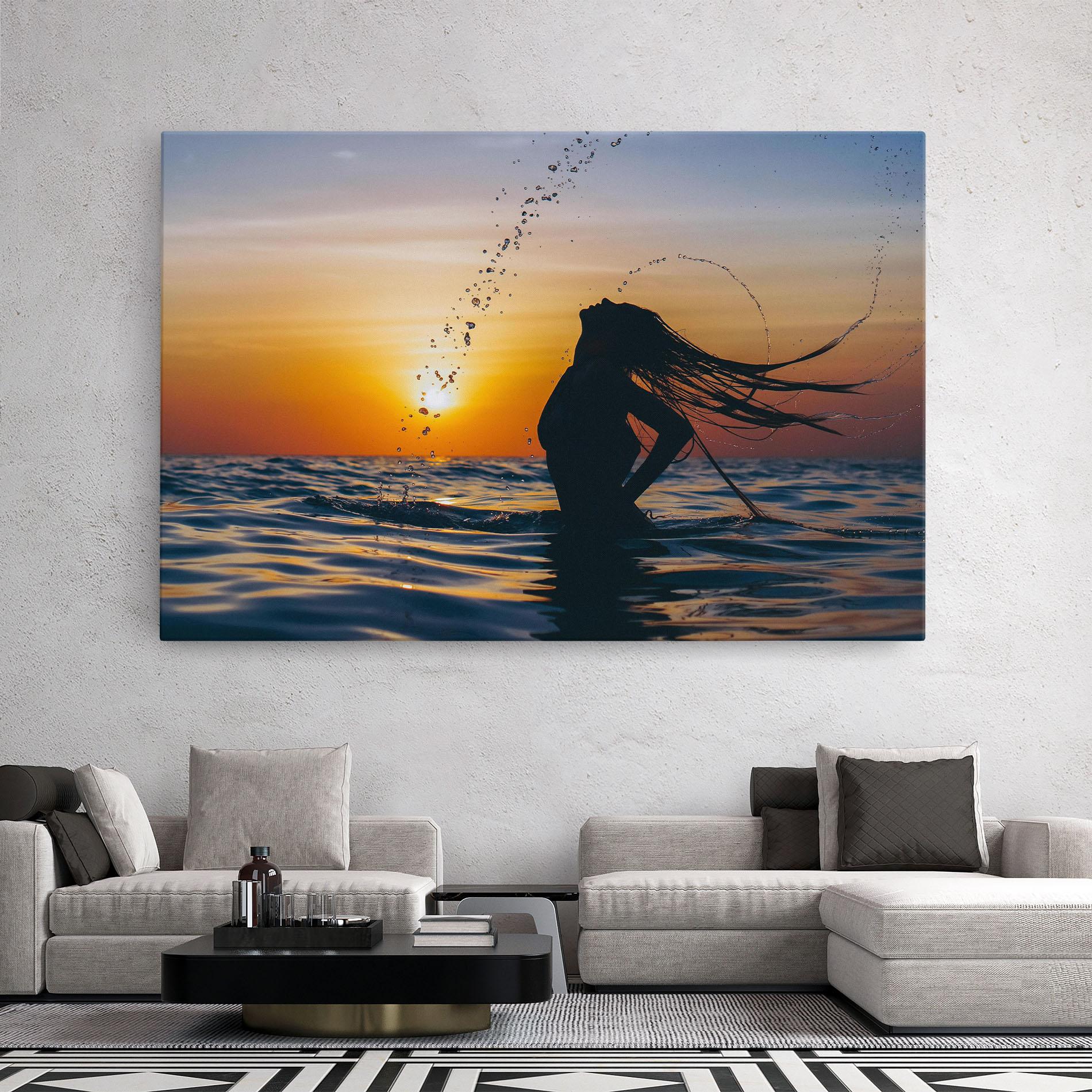 Tablou Canvas Ocean Woman Shilouette mockup 2
