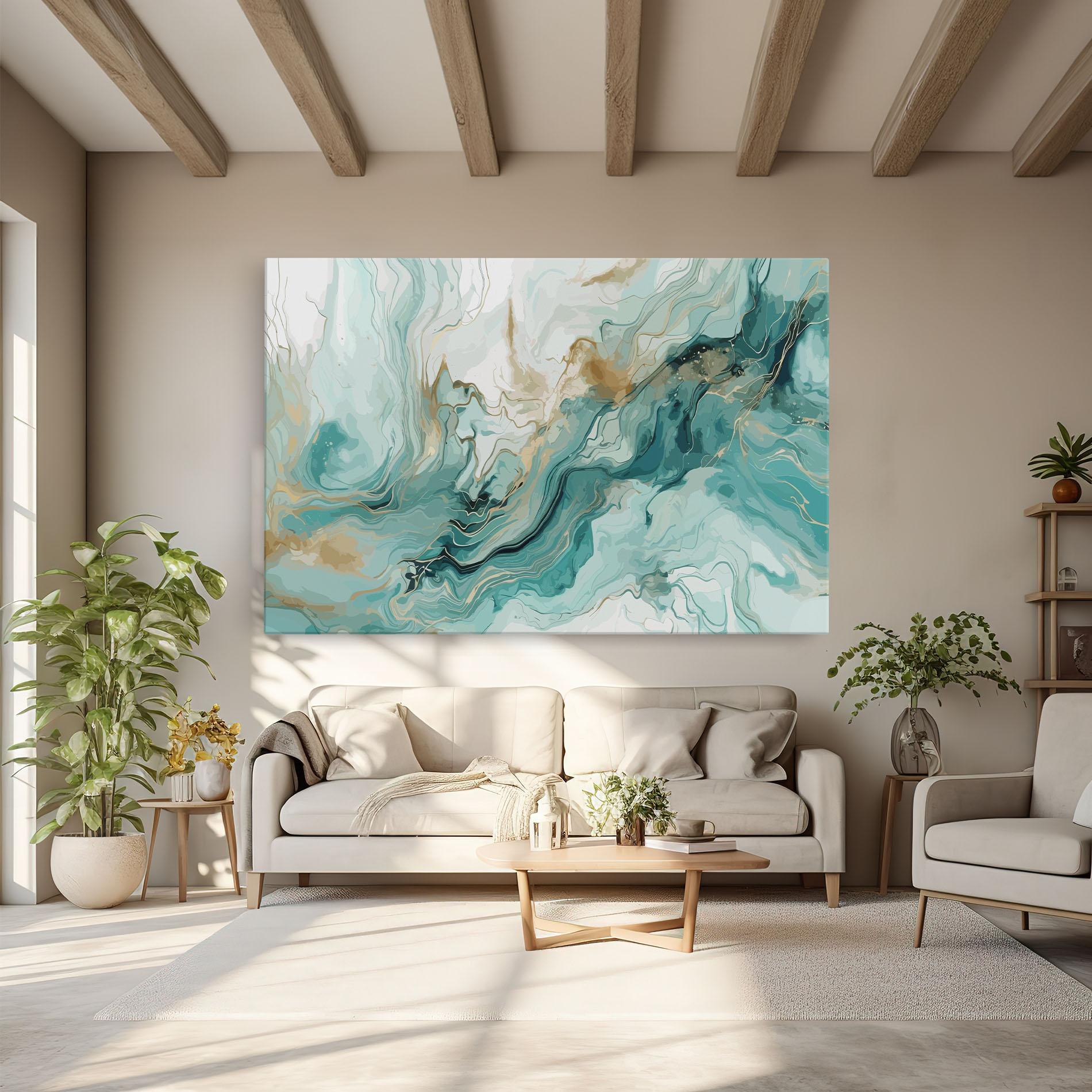 Tablou Canvas Green Gold Water mockup 6