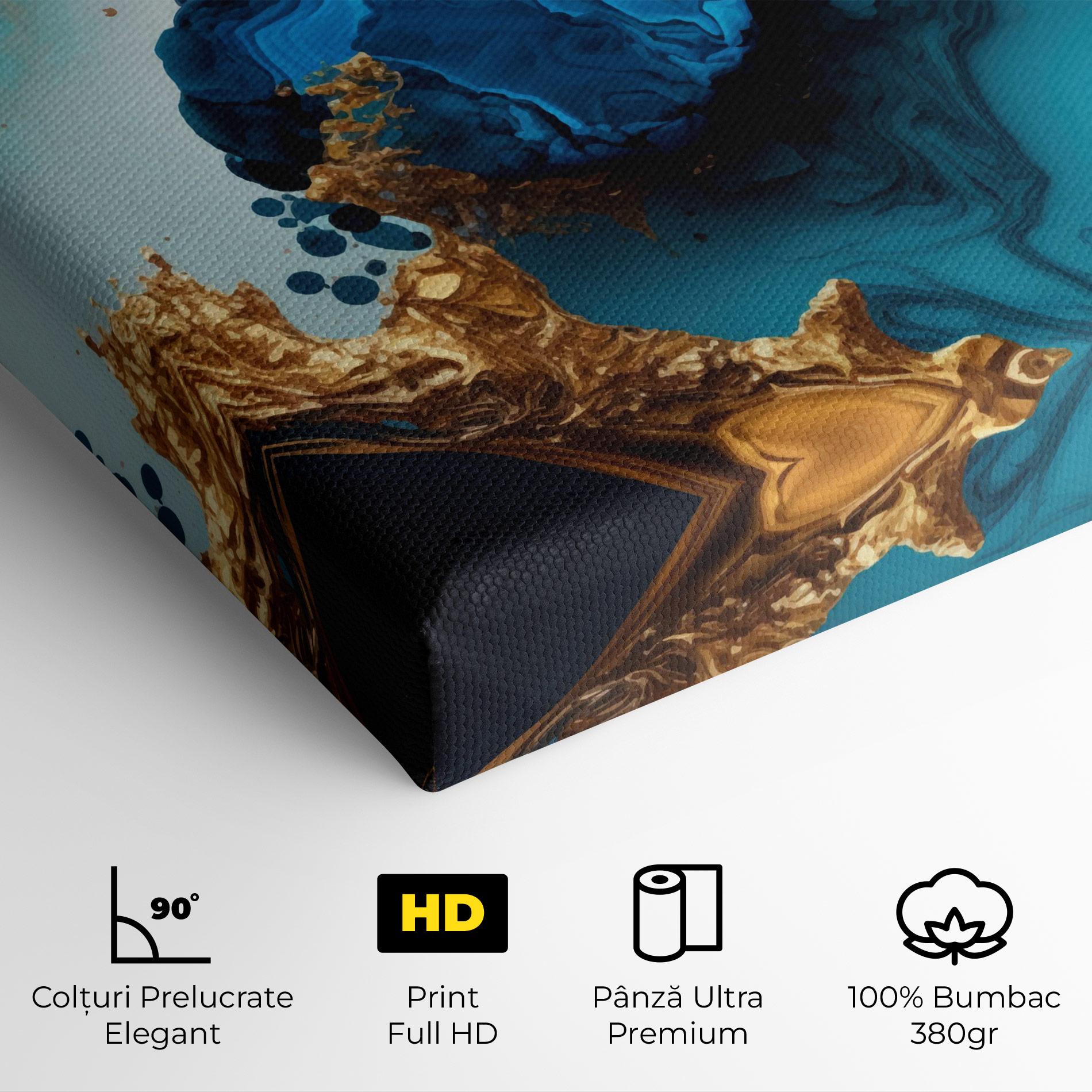 Tablou Canvas Blue Gold Wave mockup 4