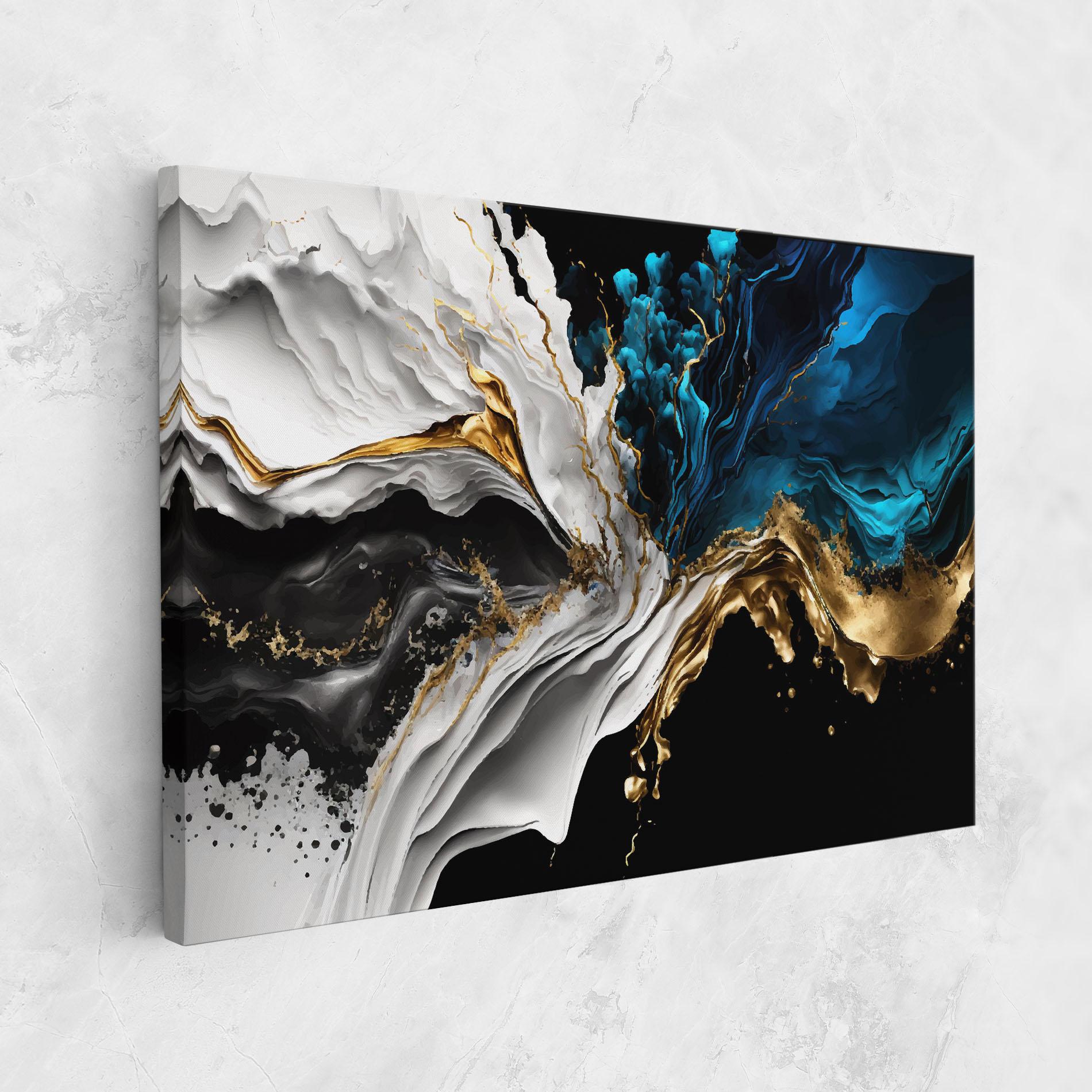 Tablou Canvas White Black Wave mockup 1