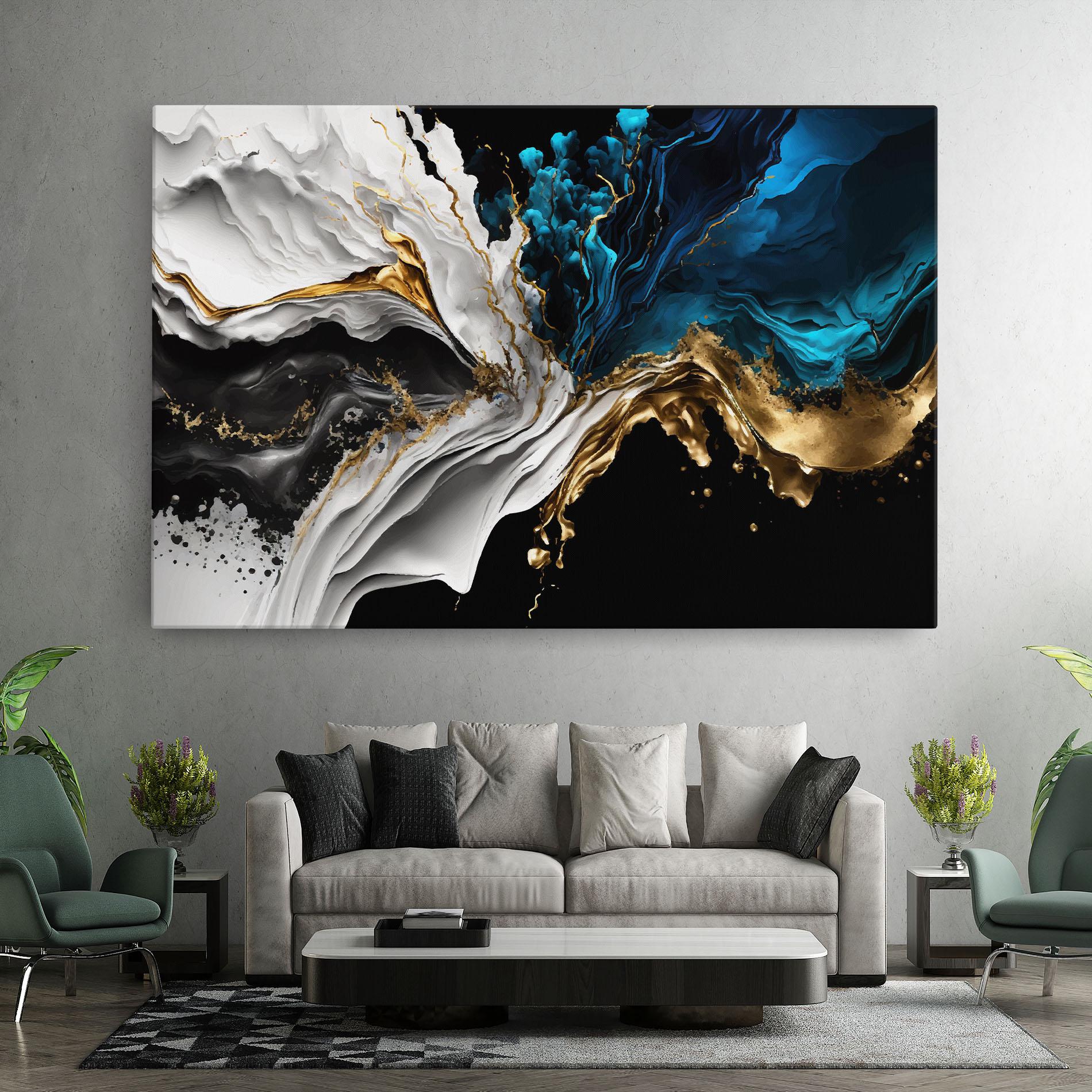 Tablou Canvas White Black Wave mockup 7