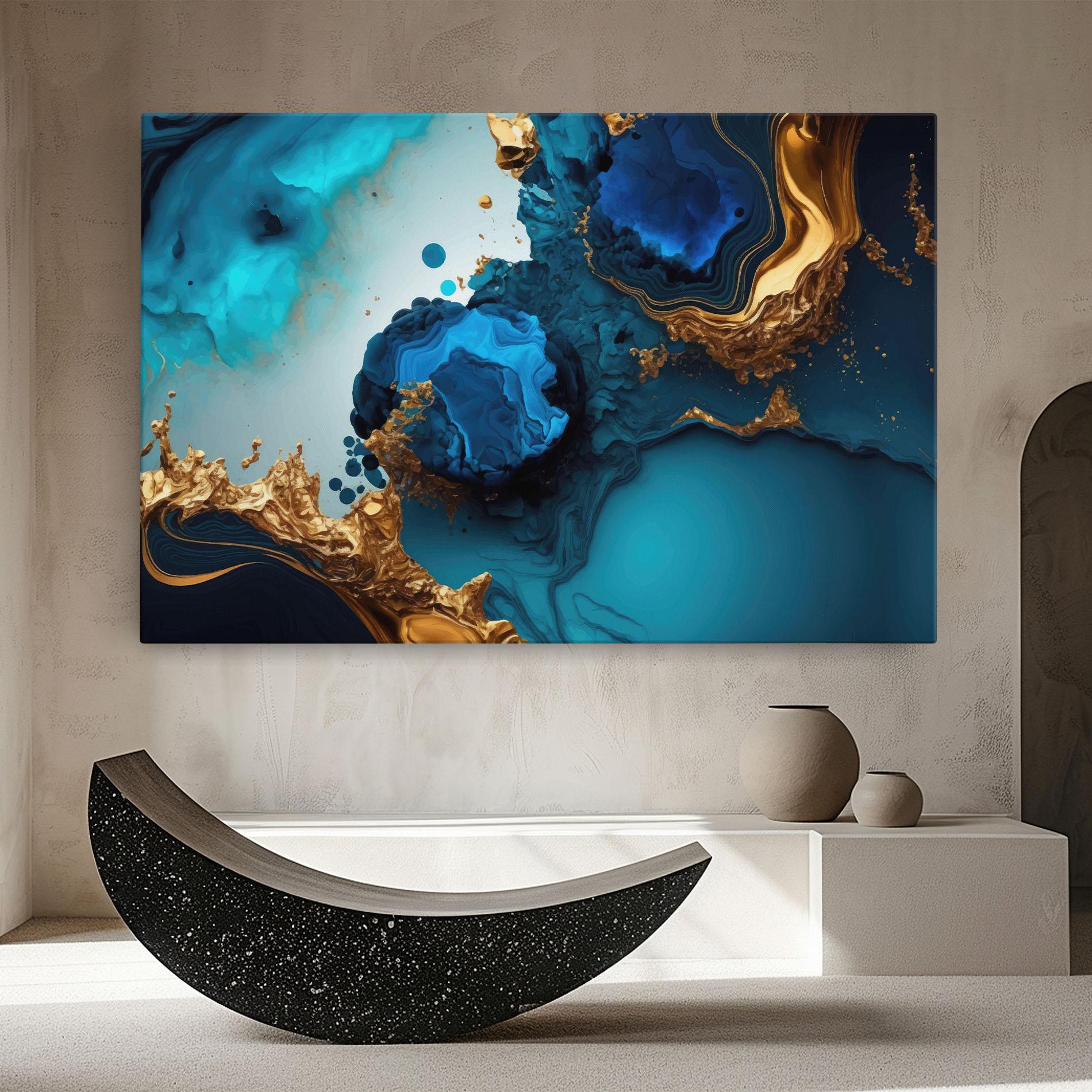 Tablou Canvas Blue Gold Wave mockup 8