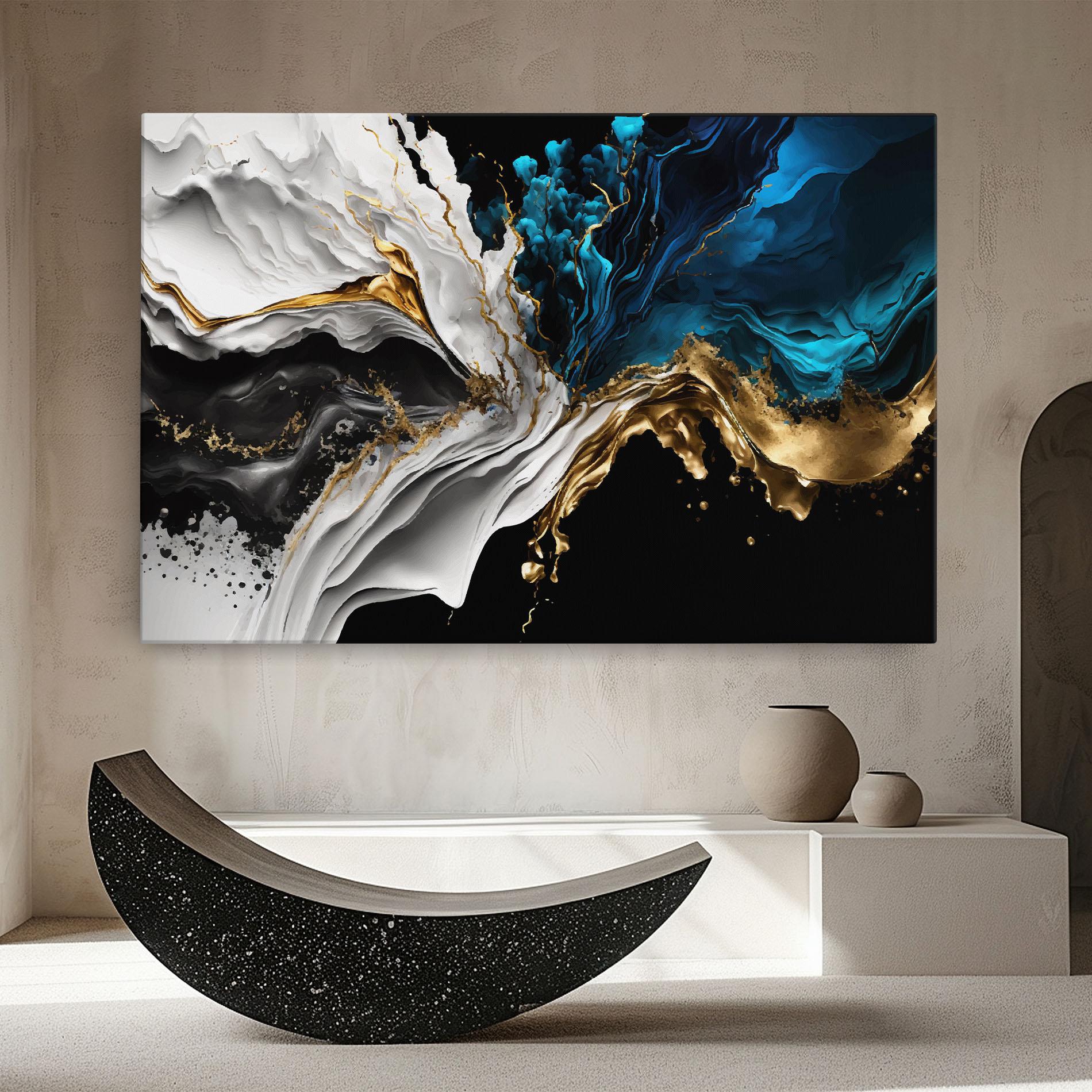 Tablou Canvas White Black Wave mockup 8