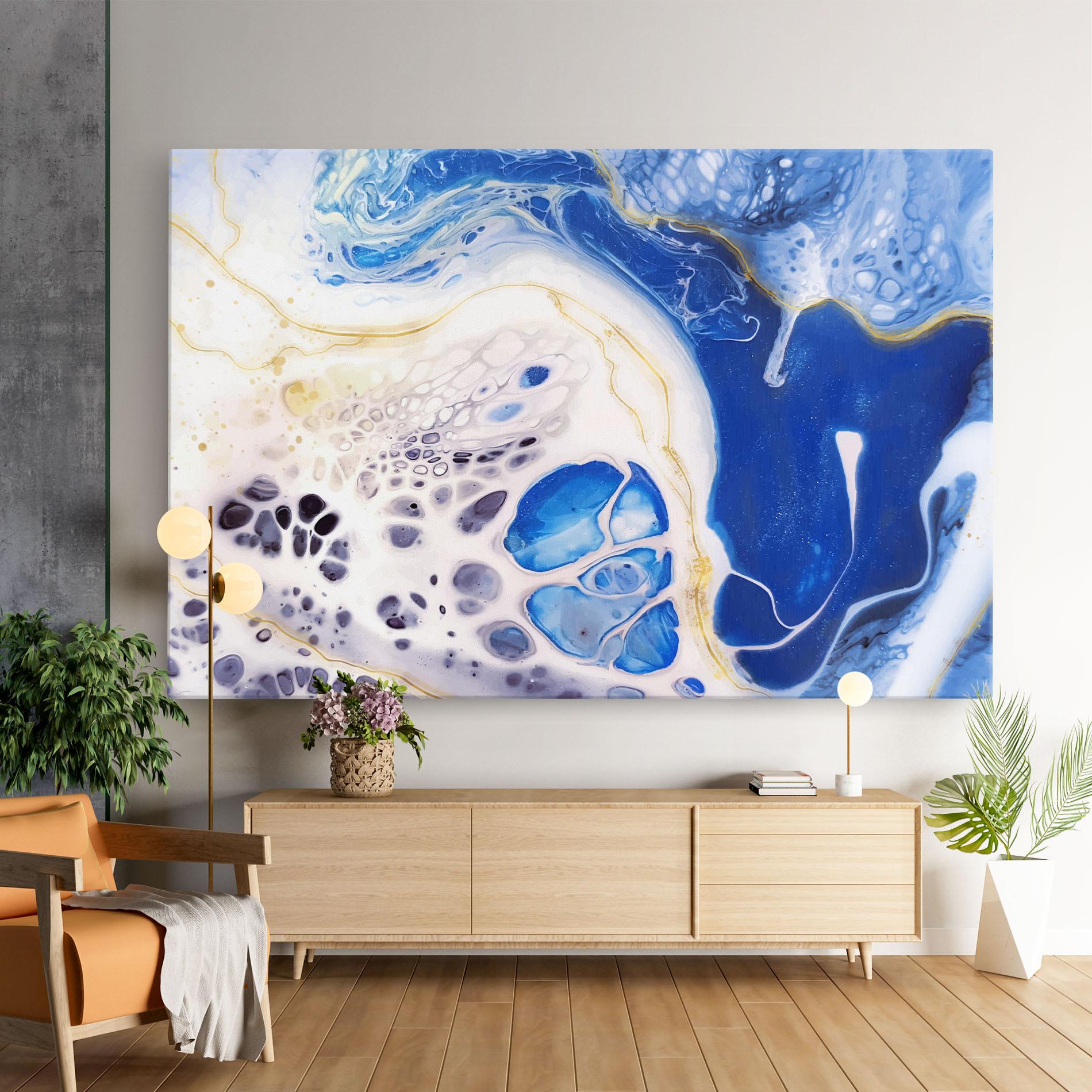 Tablou Canvas Water Gold Blue Marble mockup 9