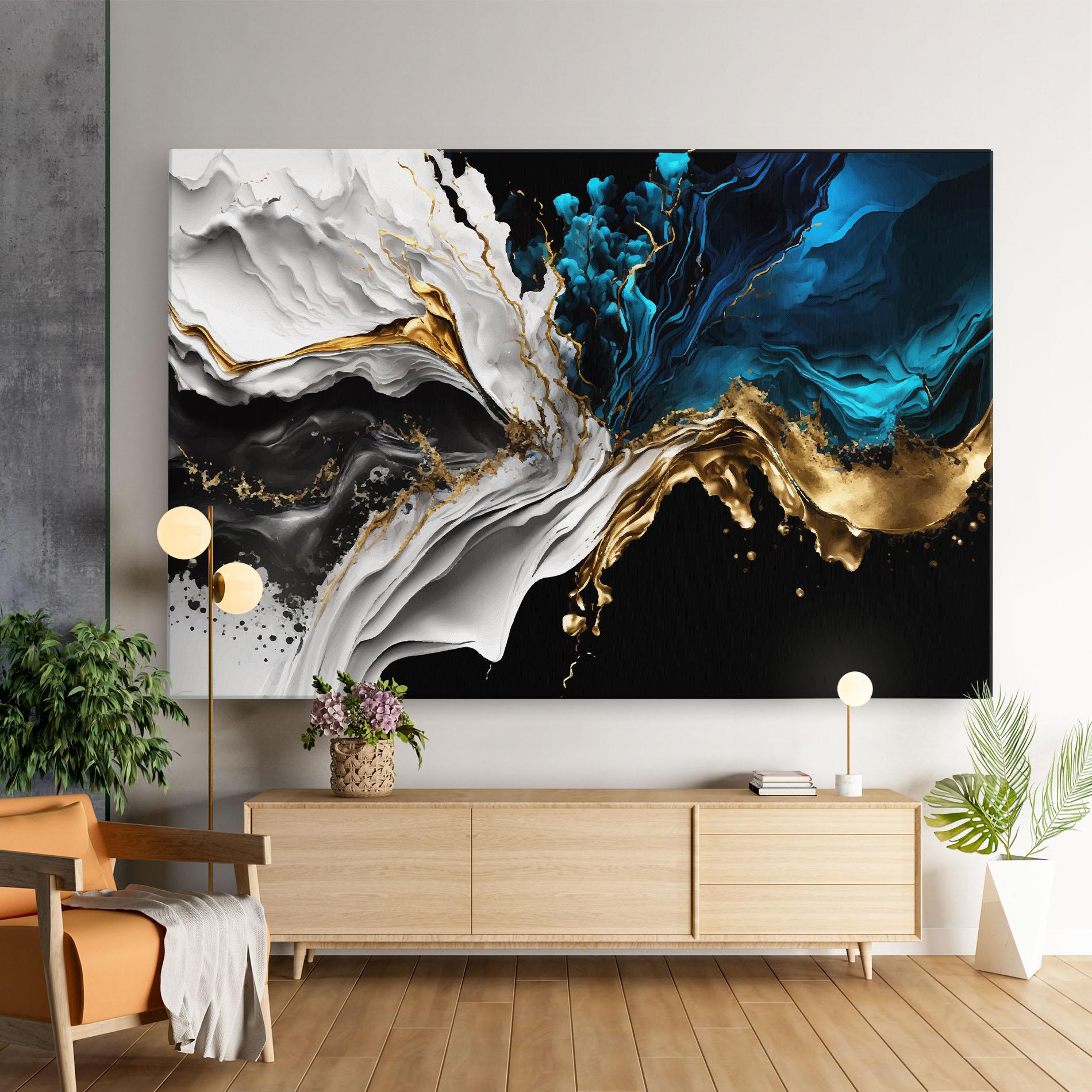 Tablou Canvas White Black Wave mockup 9