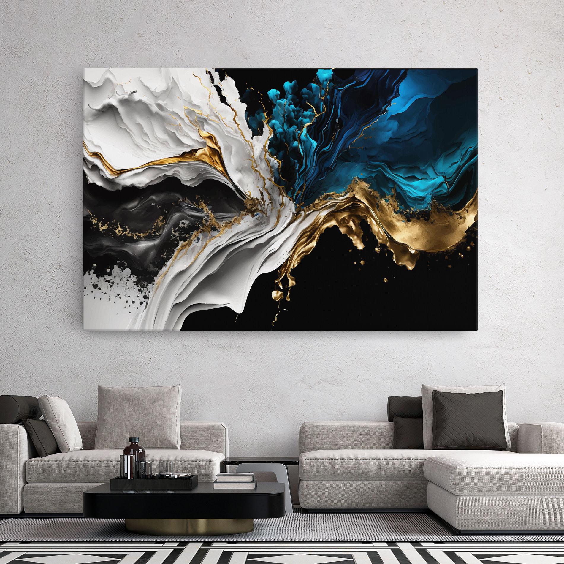 Tablou Canvas White Black Wave mockup 2