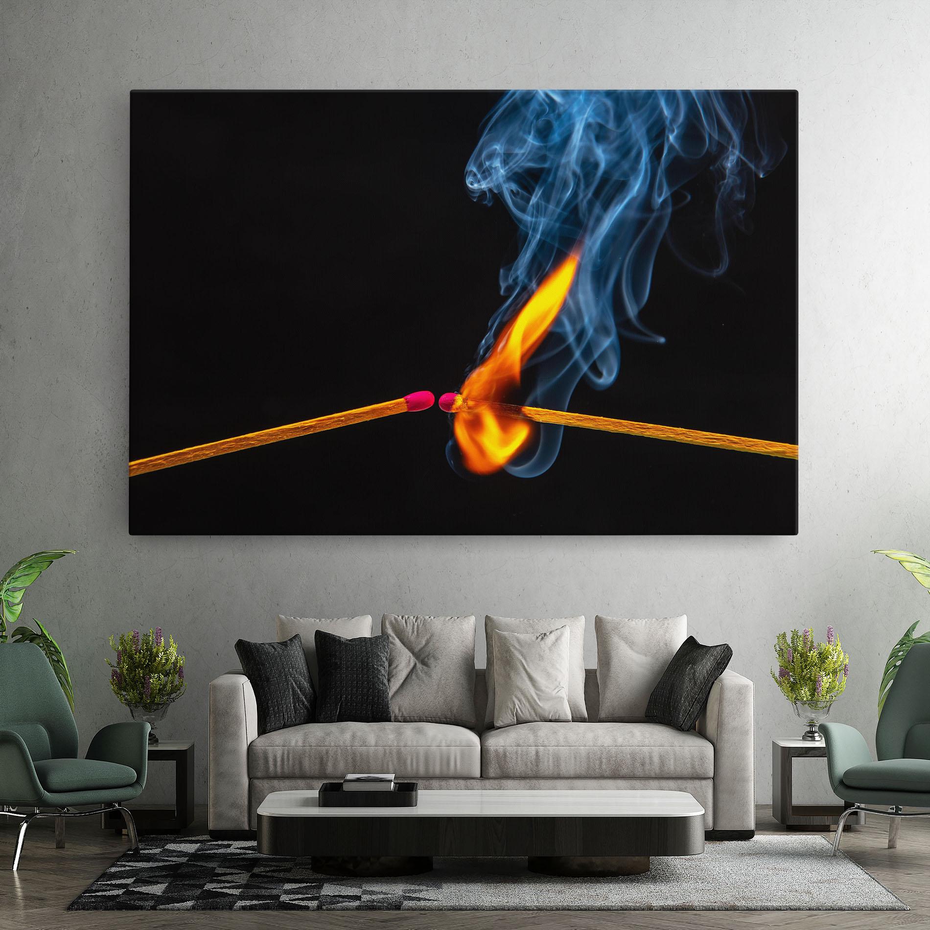 Tablou Canvas Burning Smoking Match mockup 7