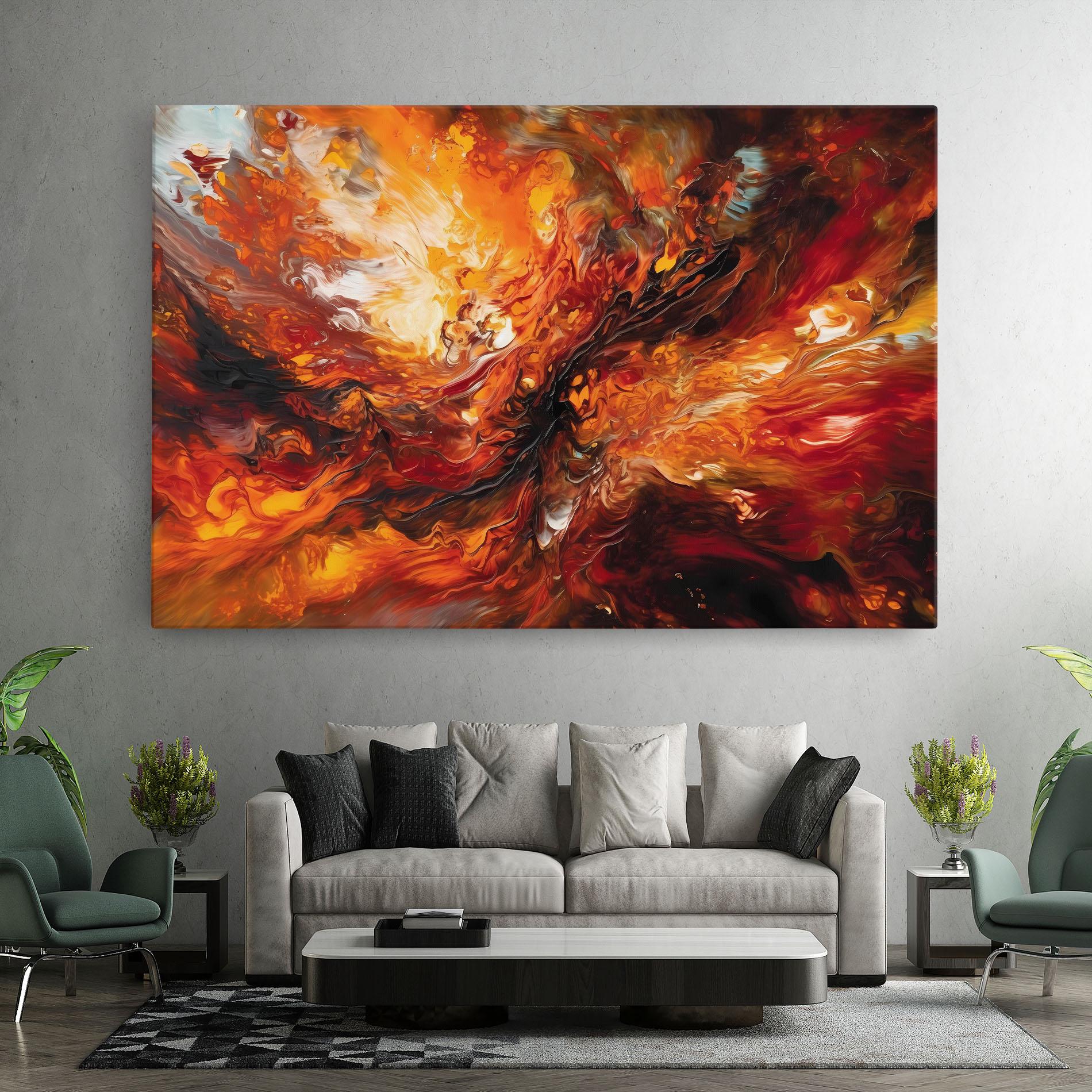 Tablou Canvas Fiery Red Orange Art mockup 7