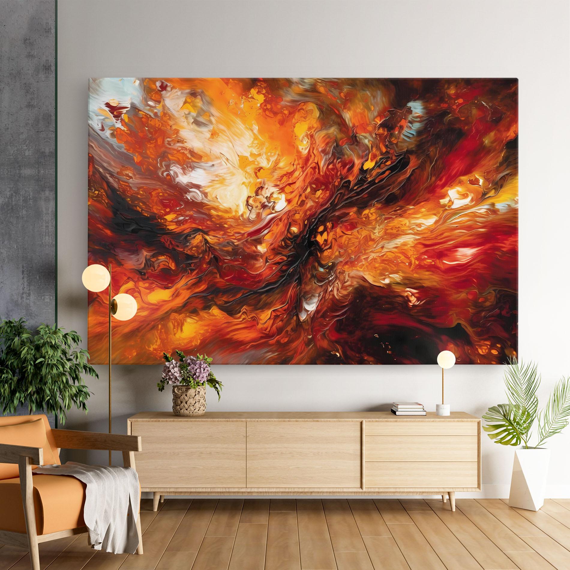 Tablou Canvas Fiery Red Orange Art mockup 9