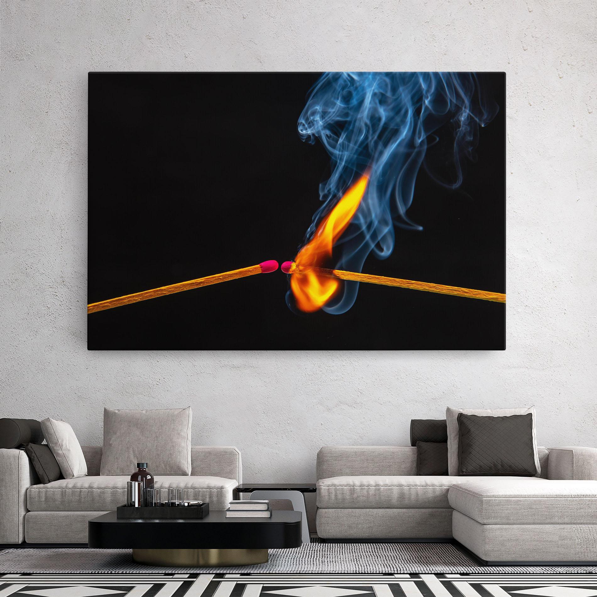 Tablou Canvas Burning Smoking Match mockup 2