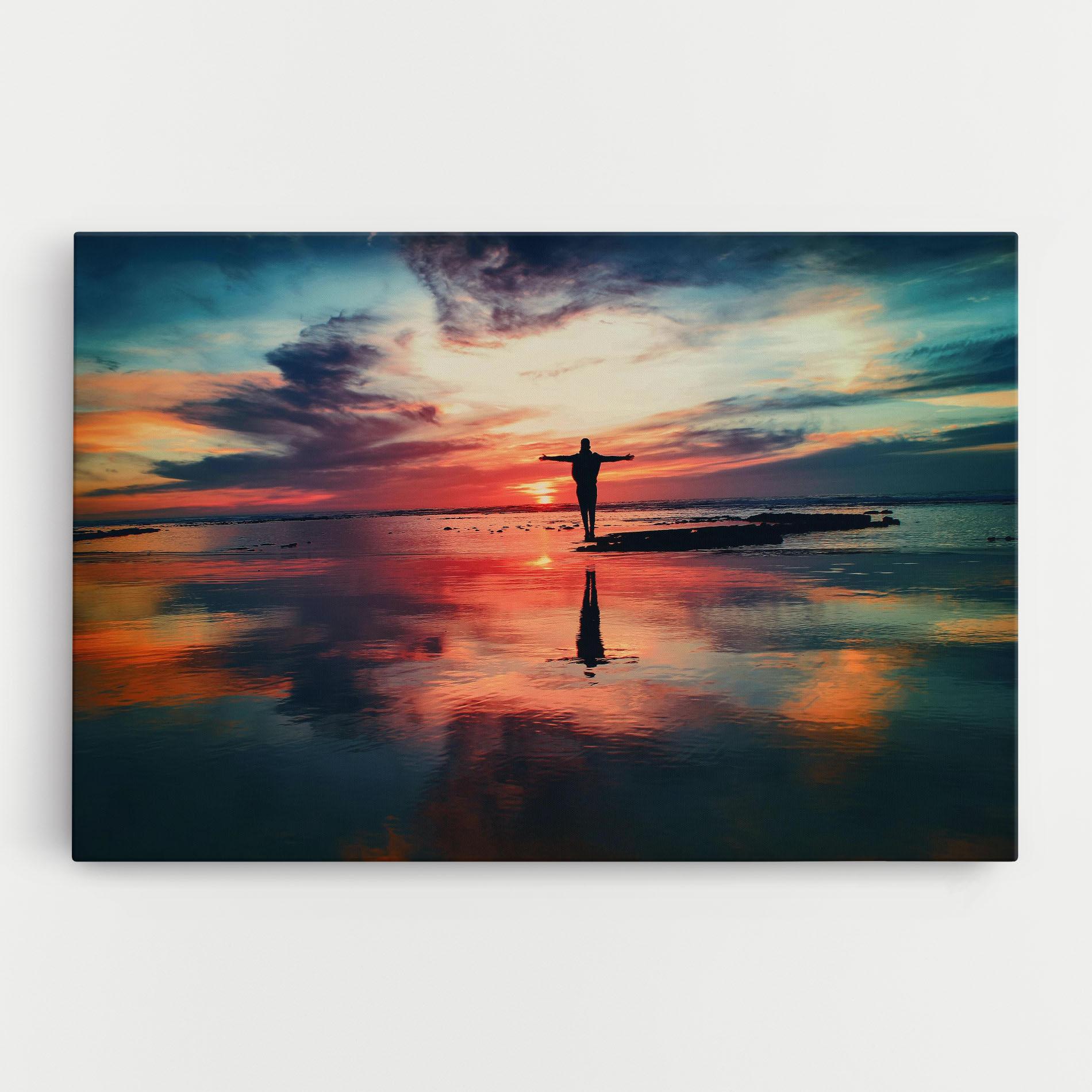 Tablou Canvas Pink Purple Sky Man mockup 0