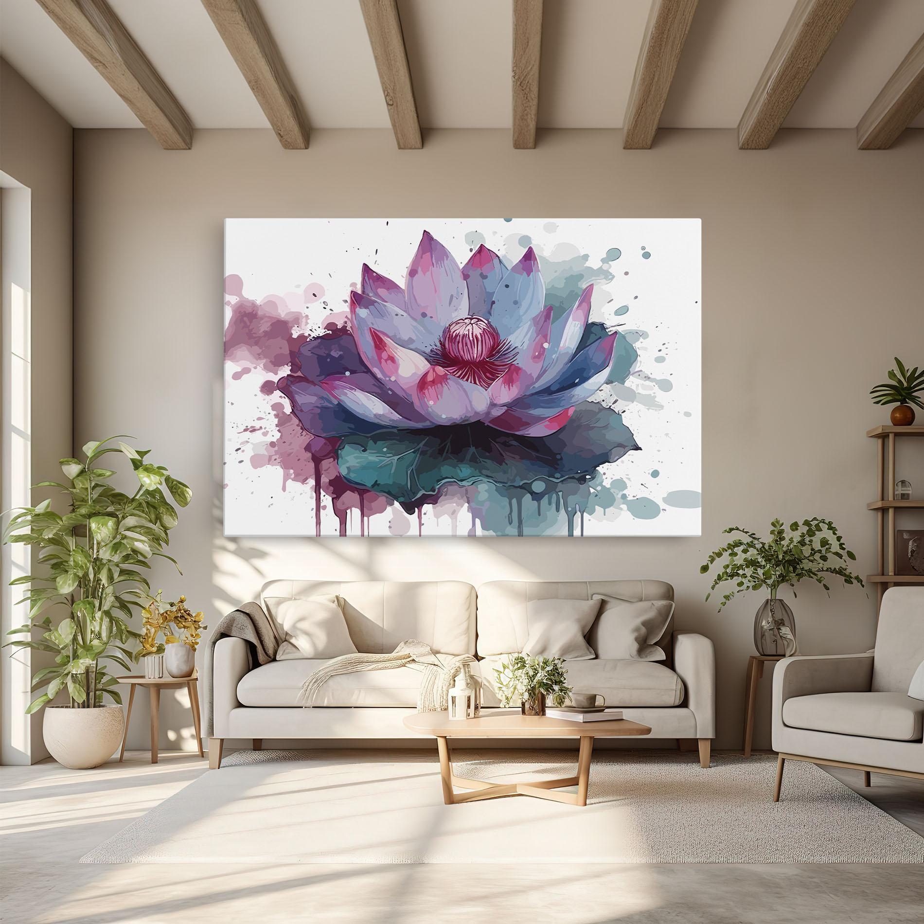Tablou Canvas Green Purple Lotus mockup 6