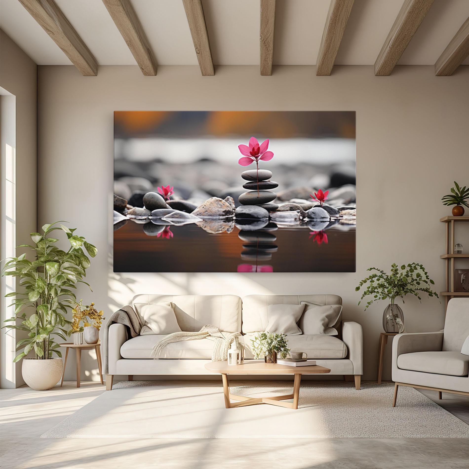 Tablou Canvas Grey Rocks Flower mockup 6