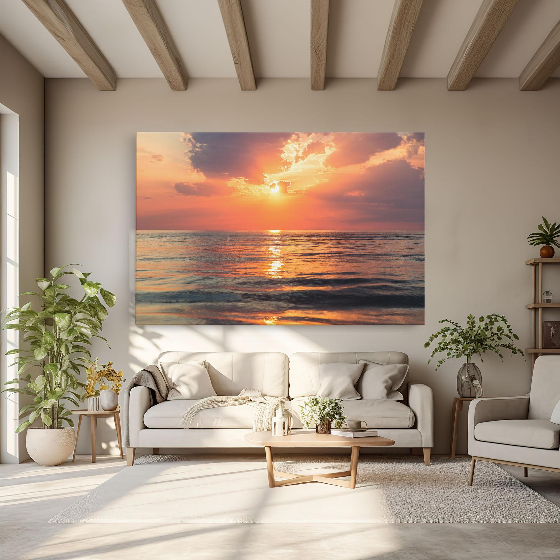 Tablou Canvas Orange Sunrise Cloud mockup 6