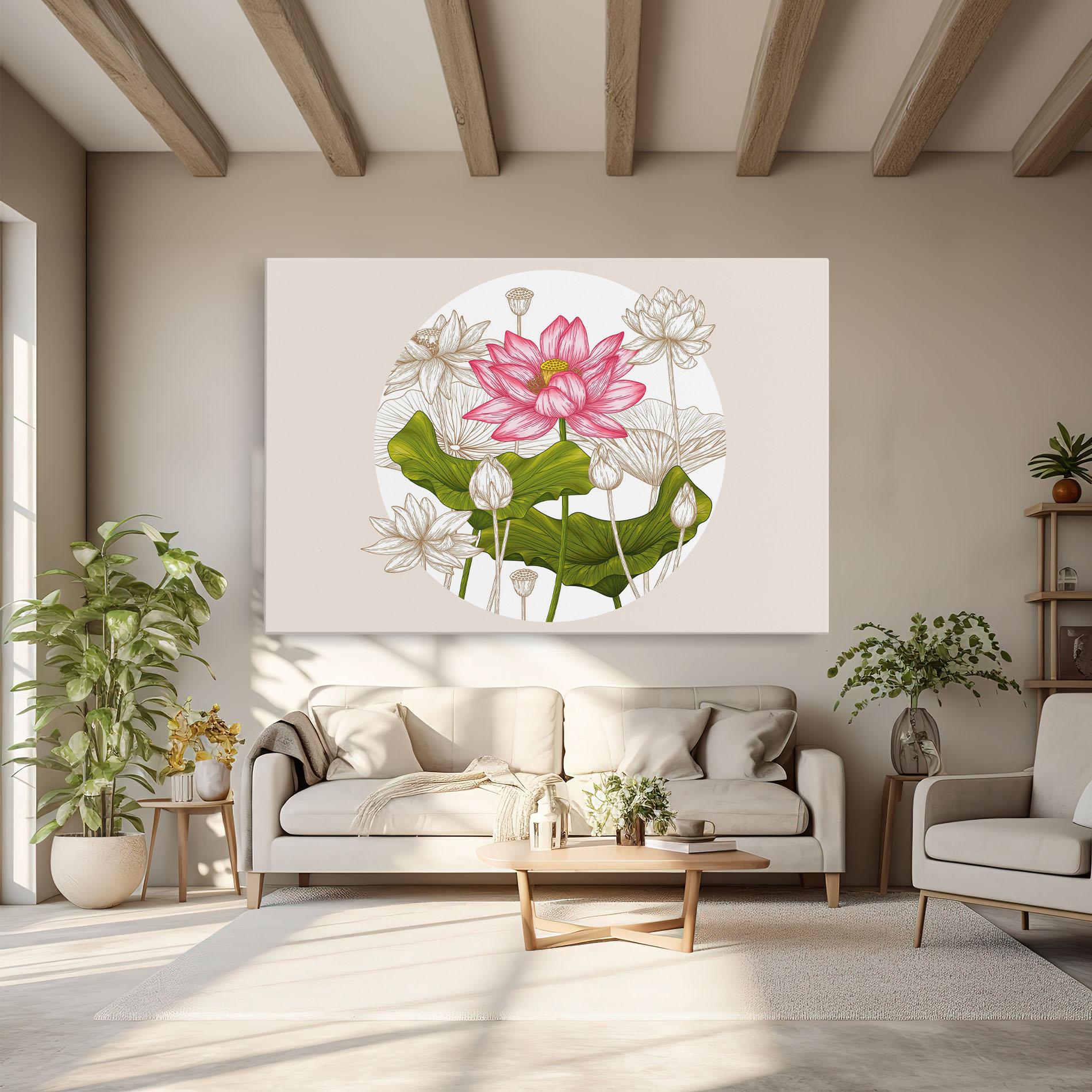 Tablou Canvas Pretty Lotus Art mockup 6