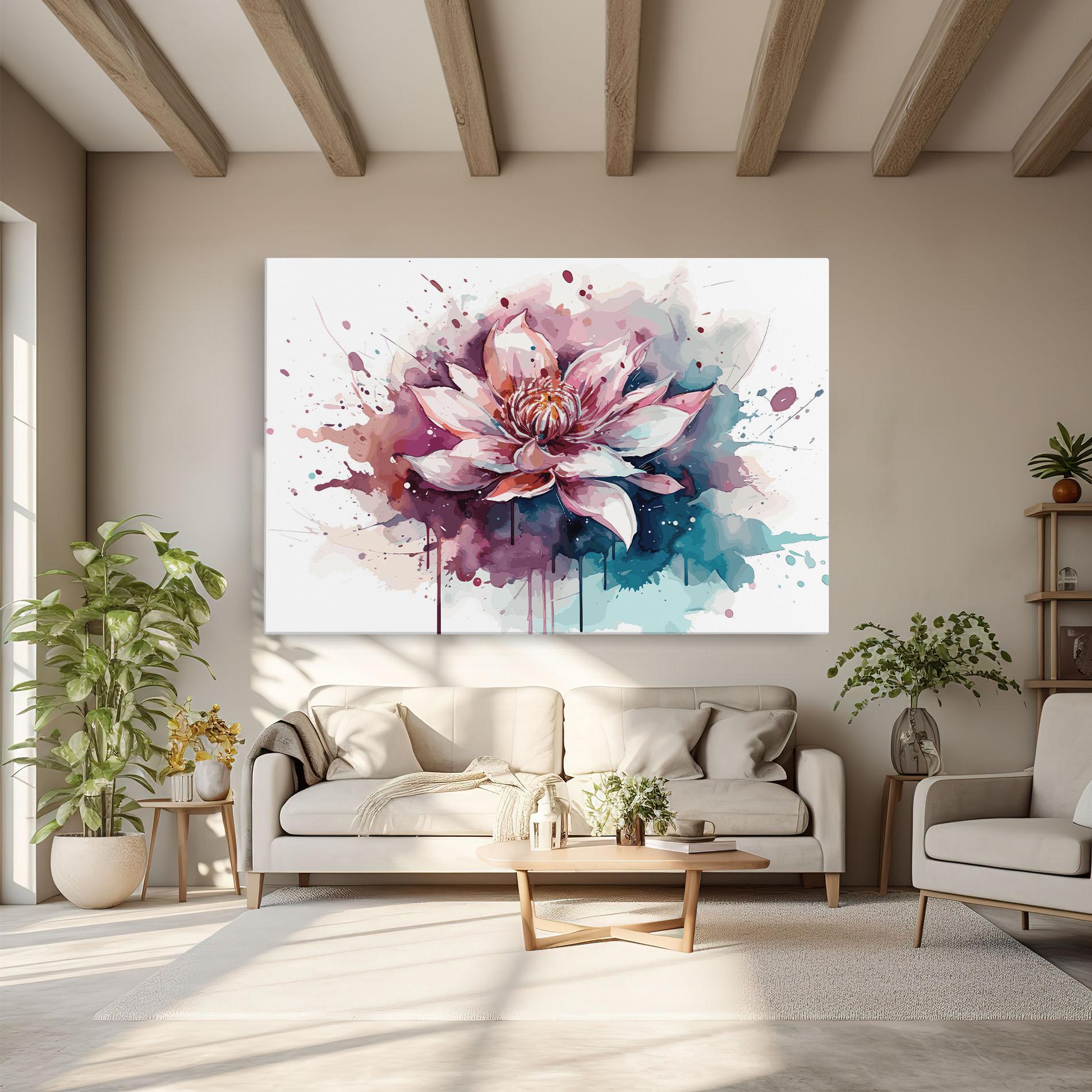 Tablou Canvas Pretty Pink Lotus Art mockup 6