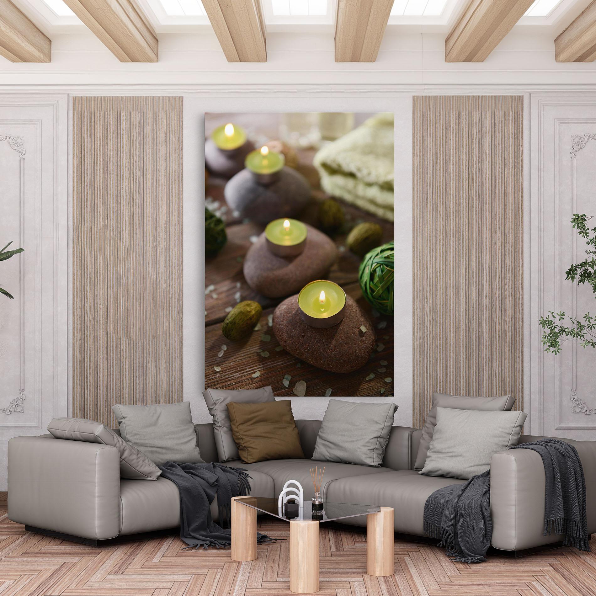 Tablou Canvas Green Candles Spa mockup 6