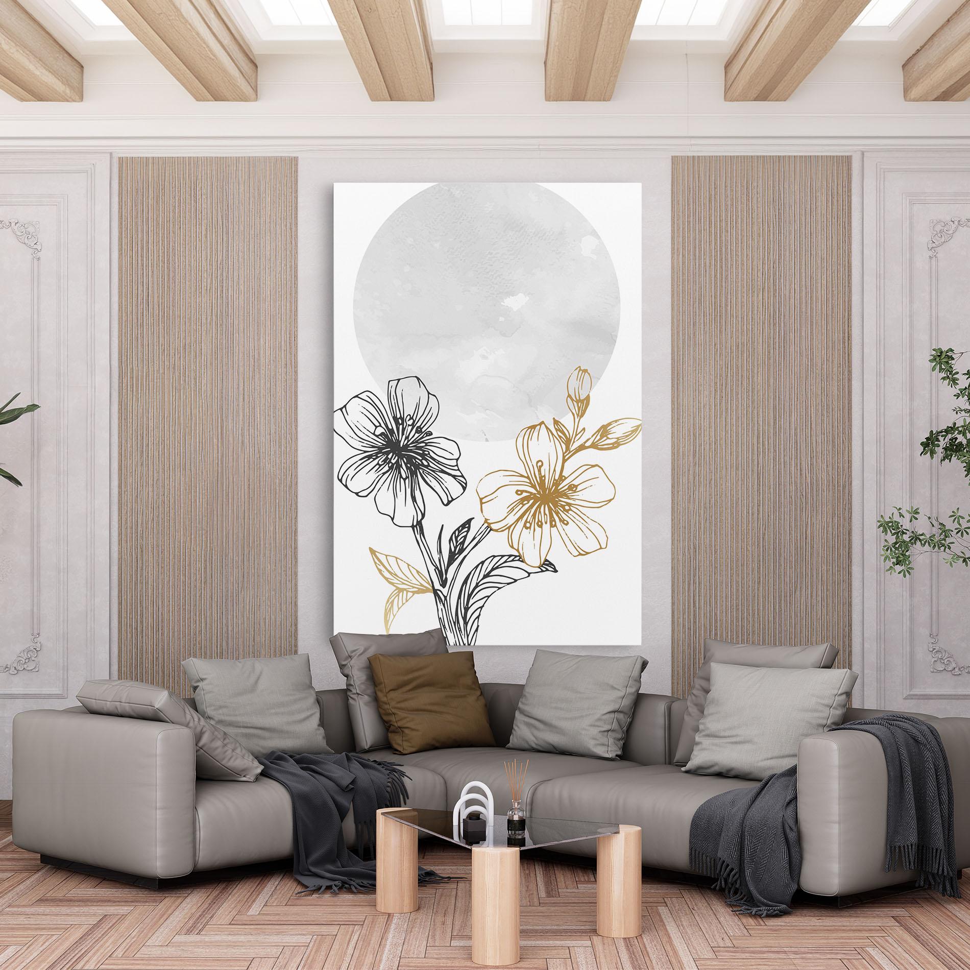Tablou Canvas Grey Moon Flowers mockup 6