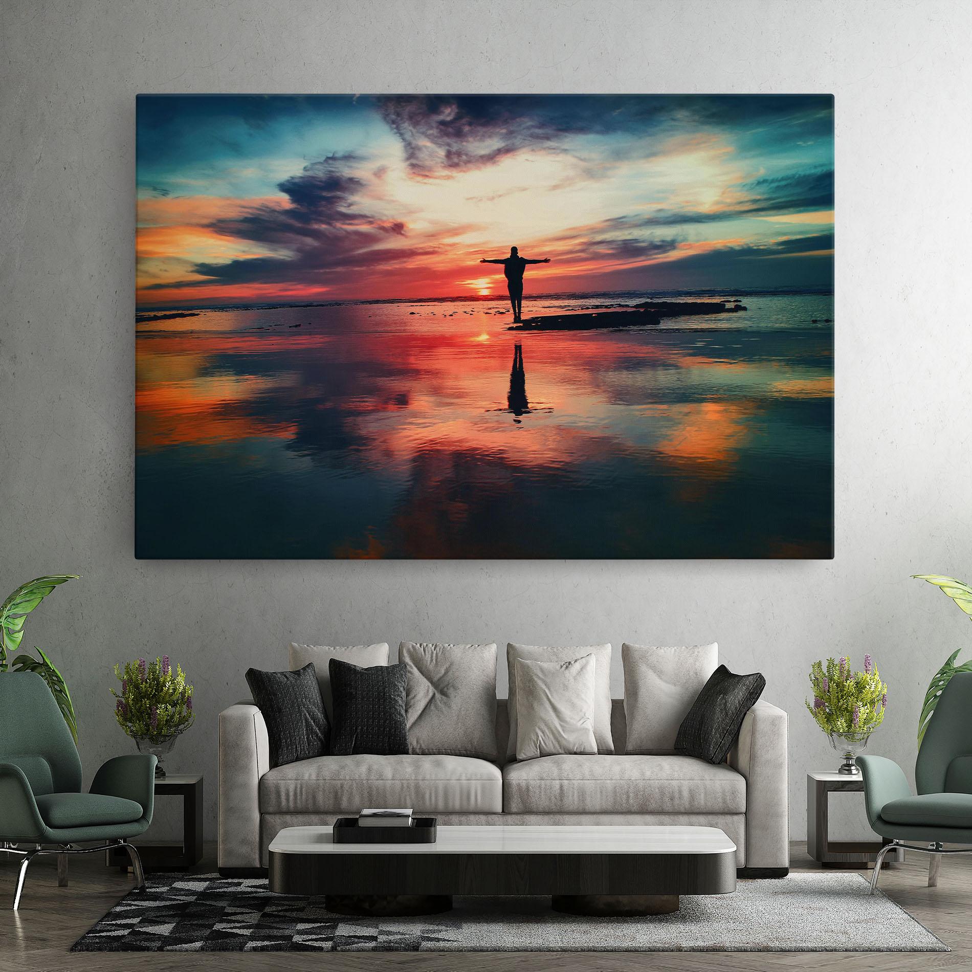 Tablou Canvas Pink Purple Sky Man mockup 7