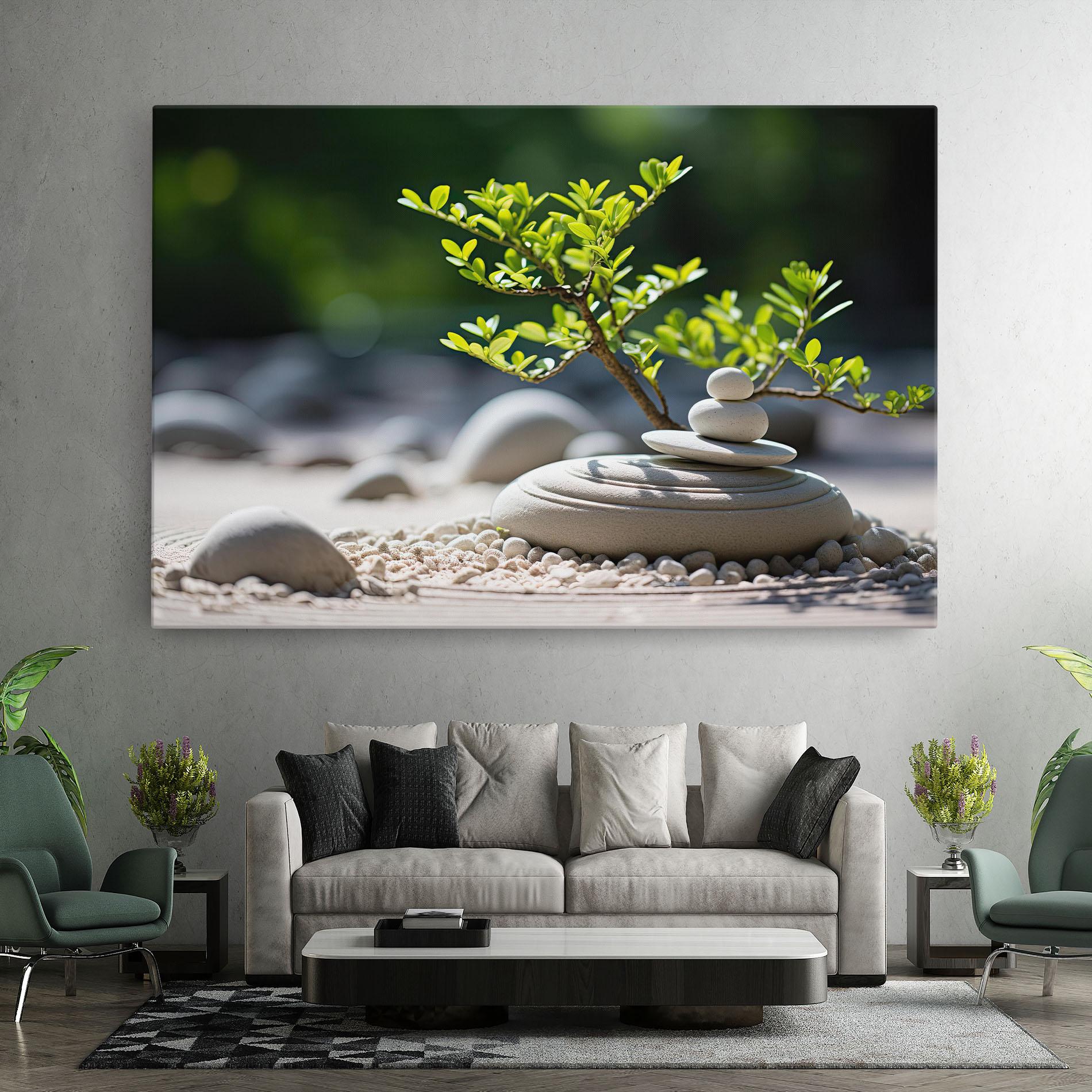 Tablou Canvas White Pebbles Plants mockup 7