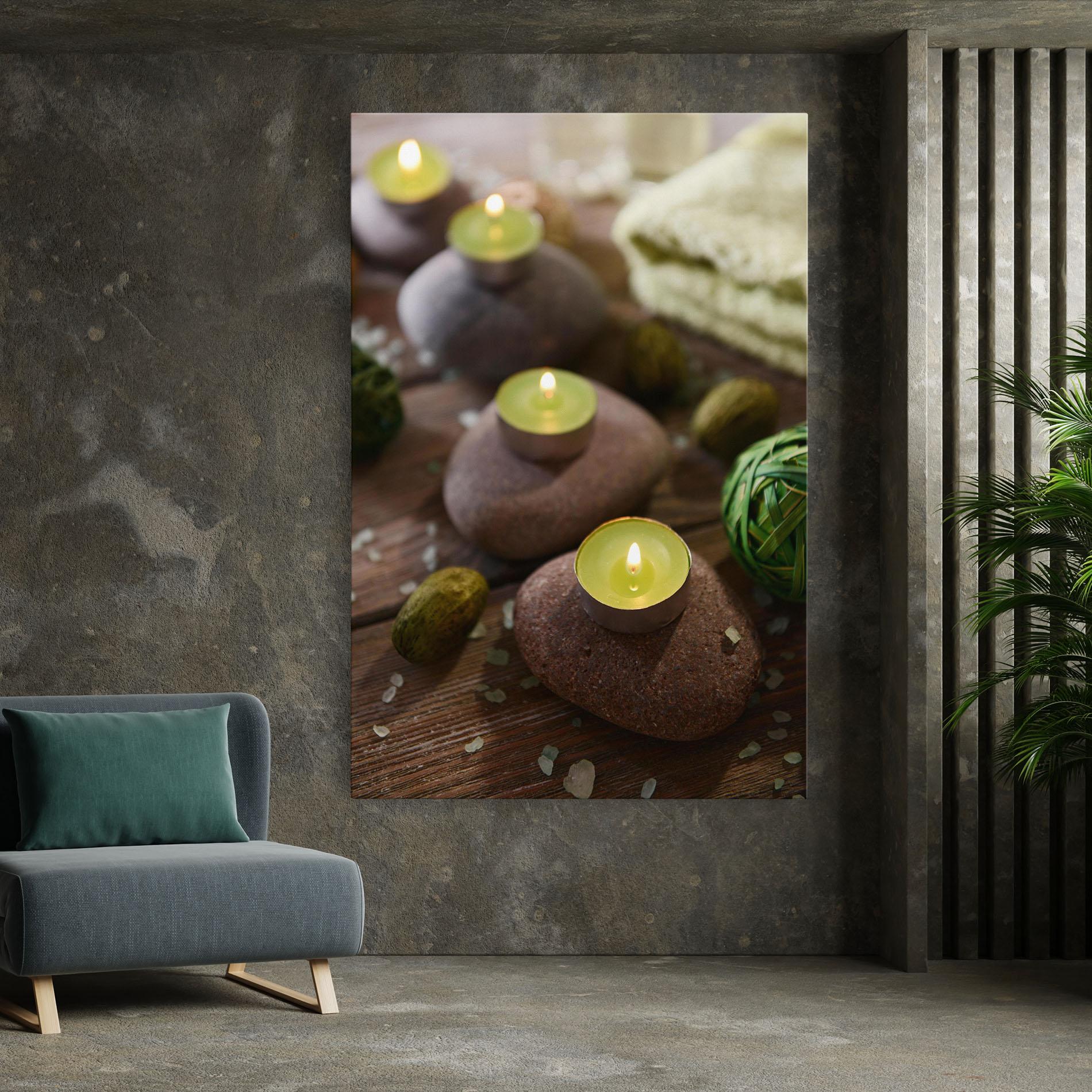 Tablou Canvas Green Candles Spa mockup 7