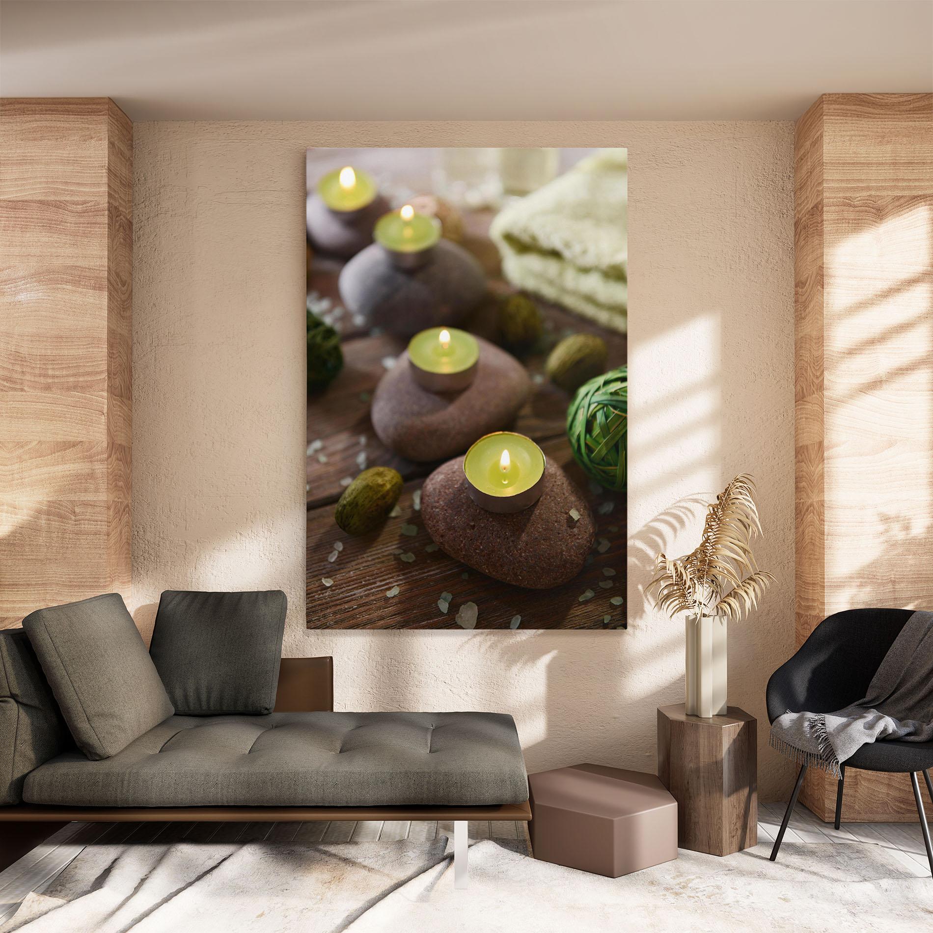 Tablou Canvas Green Candles Spa mockup 8