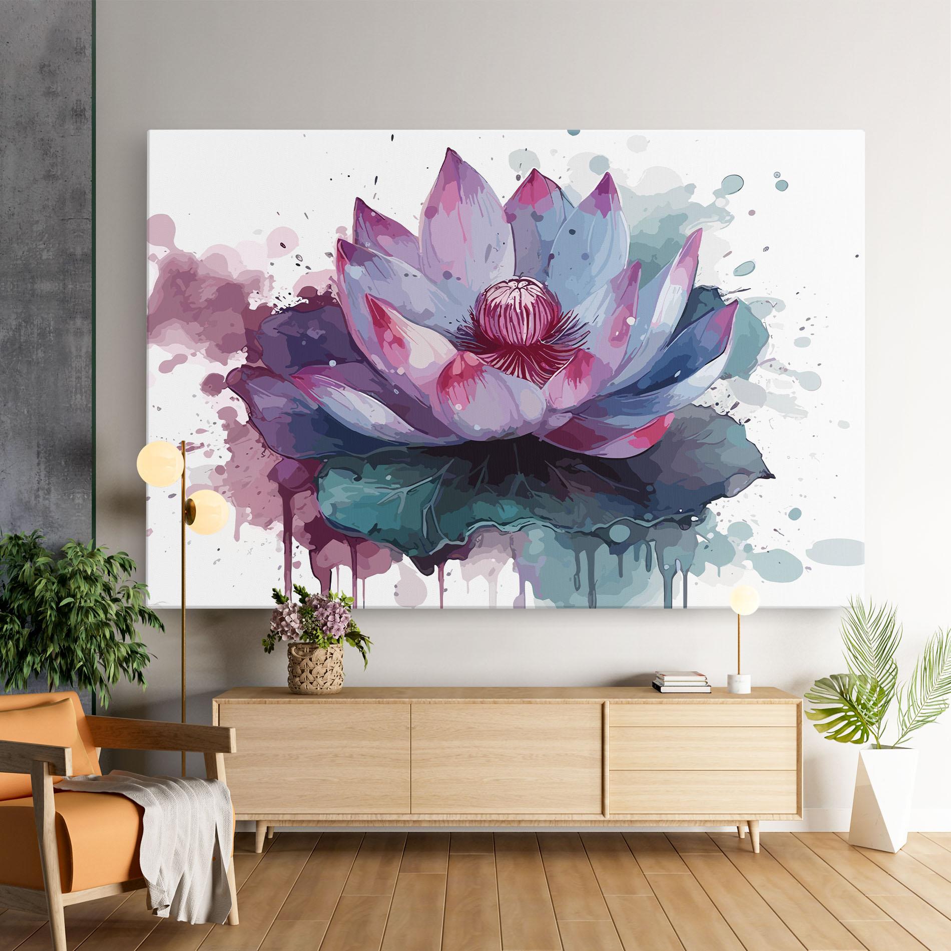 Tablou Canvas Green Purple Lotus mockup 9
