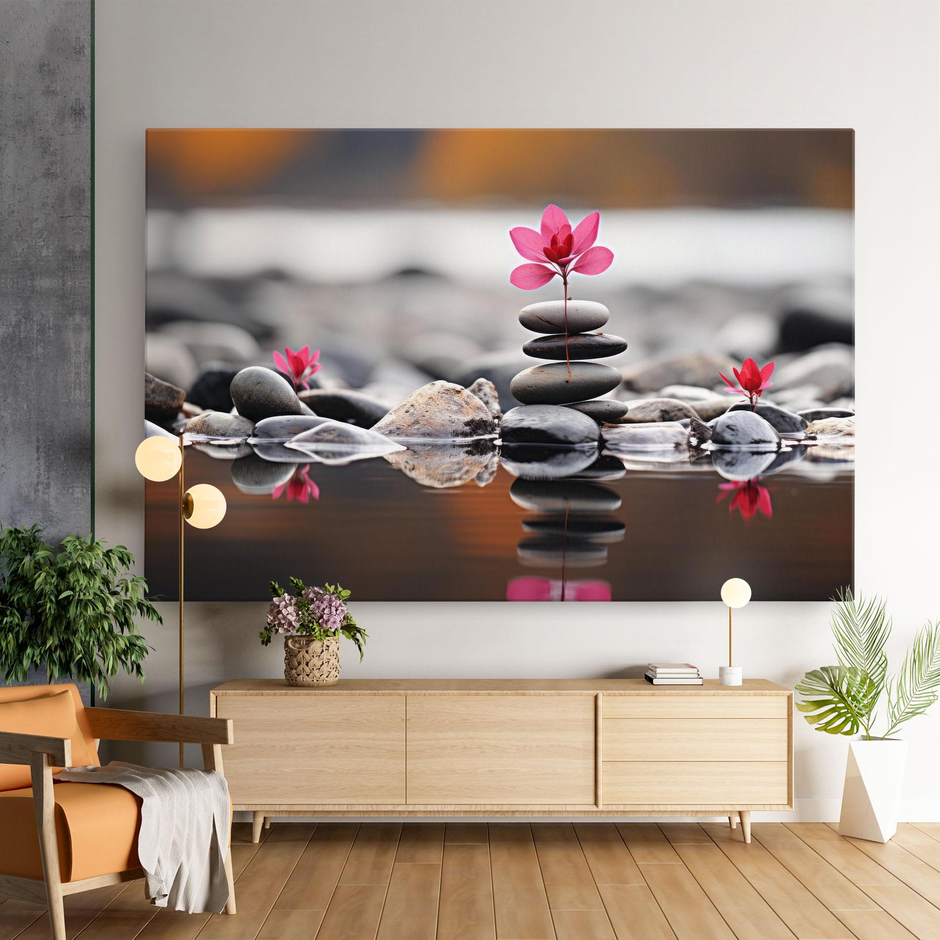 Tablou Canvas Grey Rocks Flower mockup 9