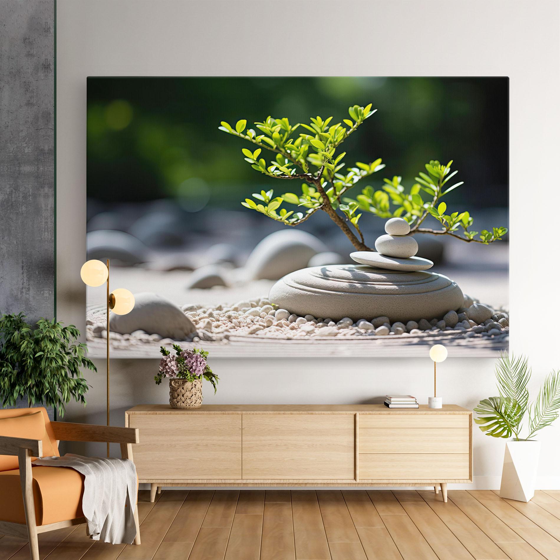 Tablou Canvas White Pebbles Plants mockup 9