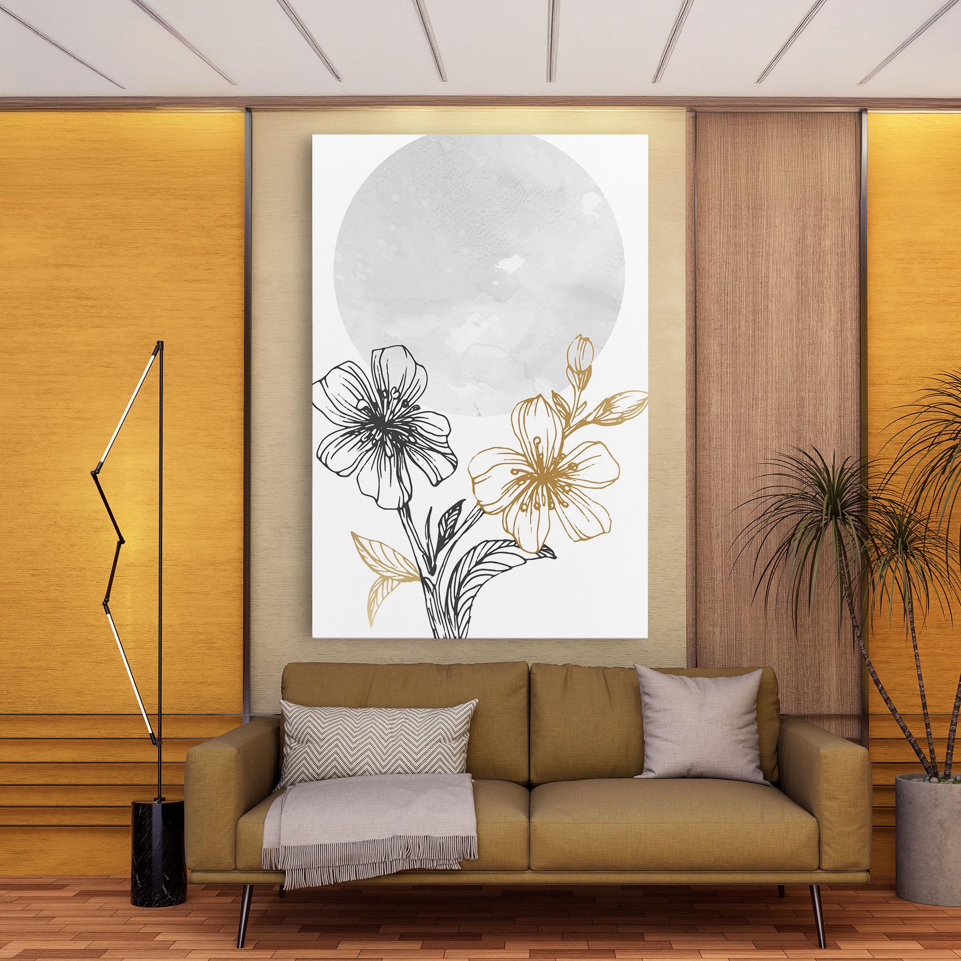 Tablou Canvas Grey Moon Flowers mockup 9