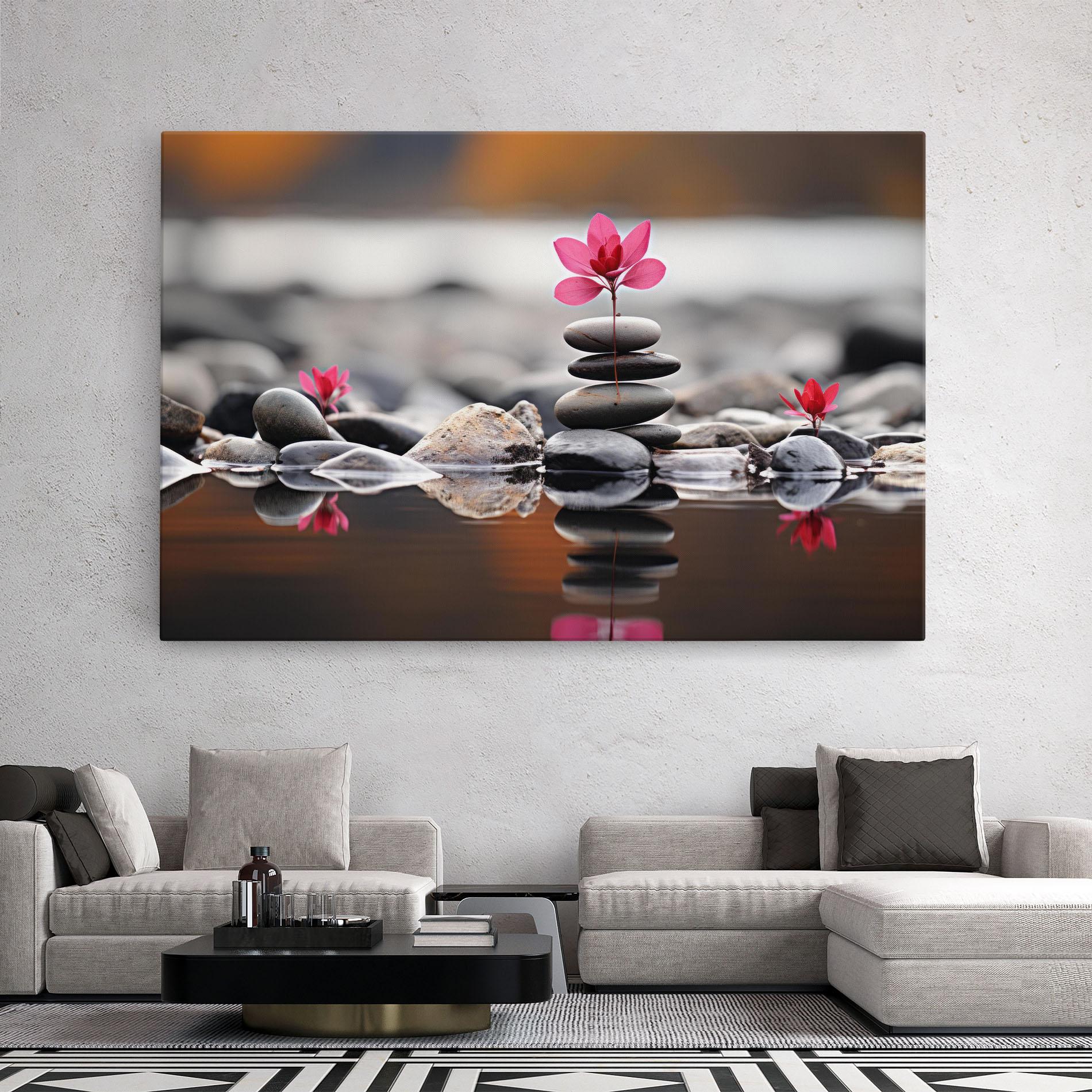 Tablou Canvas Grey Rocks Flower mockup 2