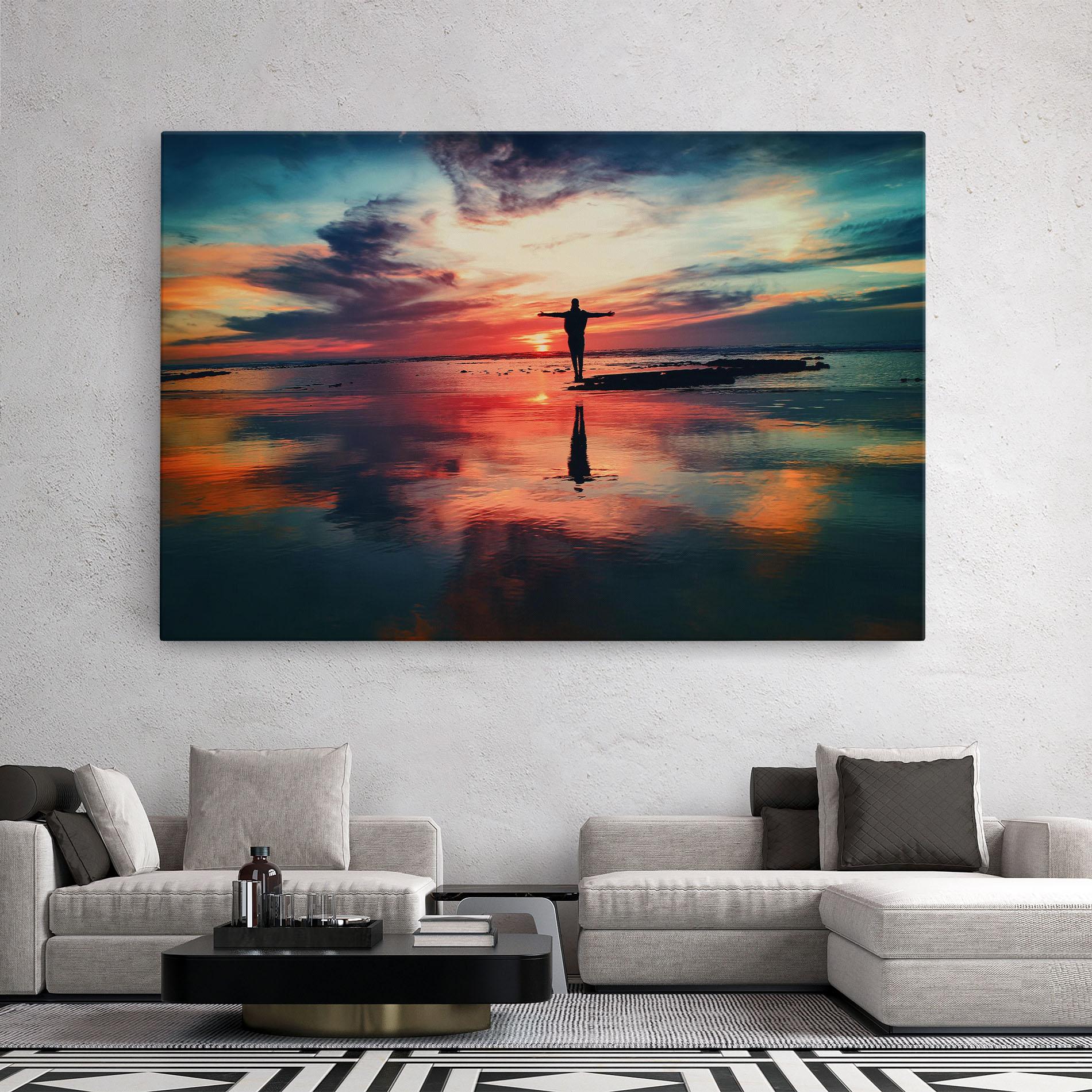 Tablou Canvas Pink Purple Sky Man mockup 2