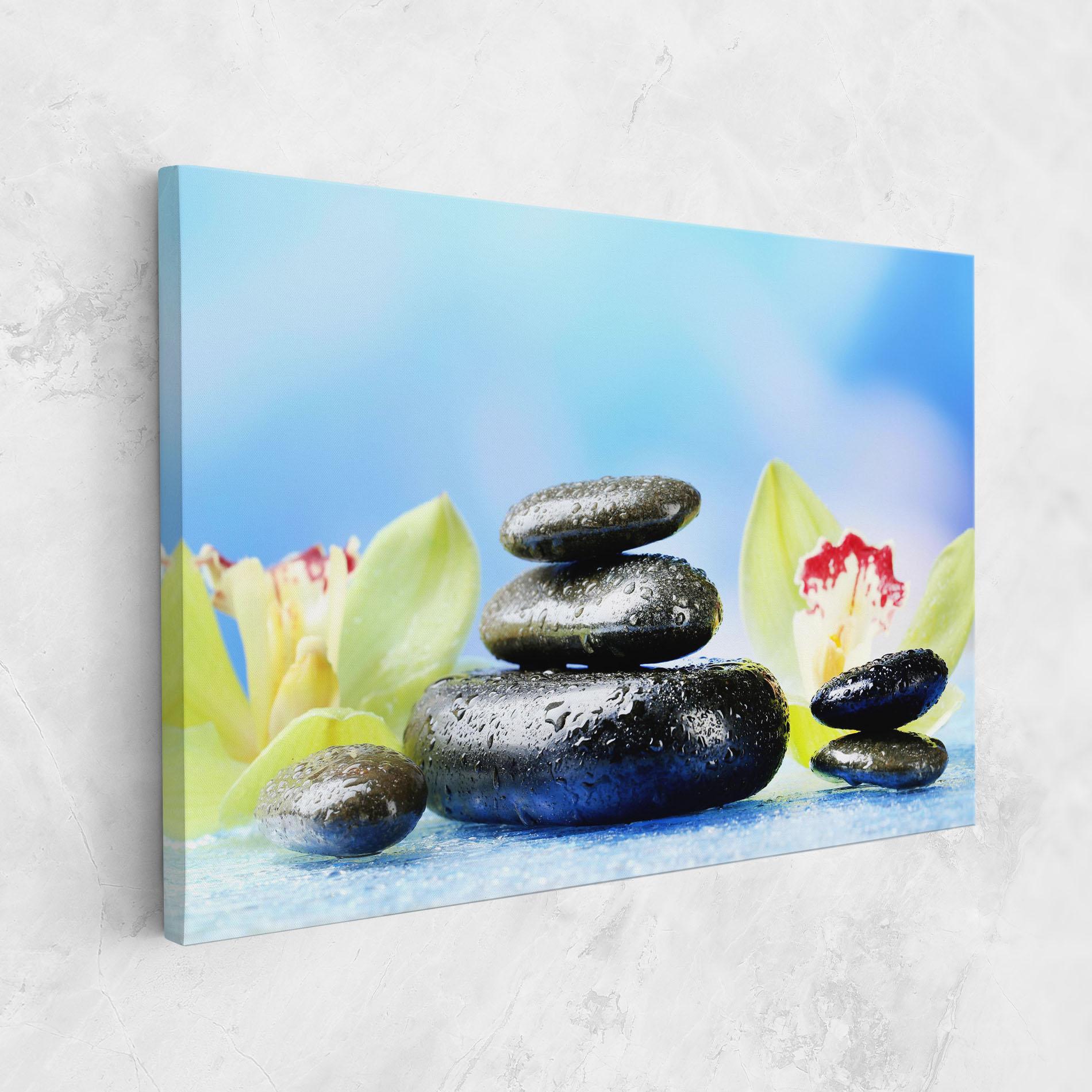 Tablou Canvas Blooming Orchid Stone mockup 1
